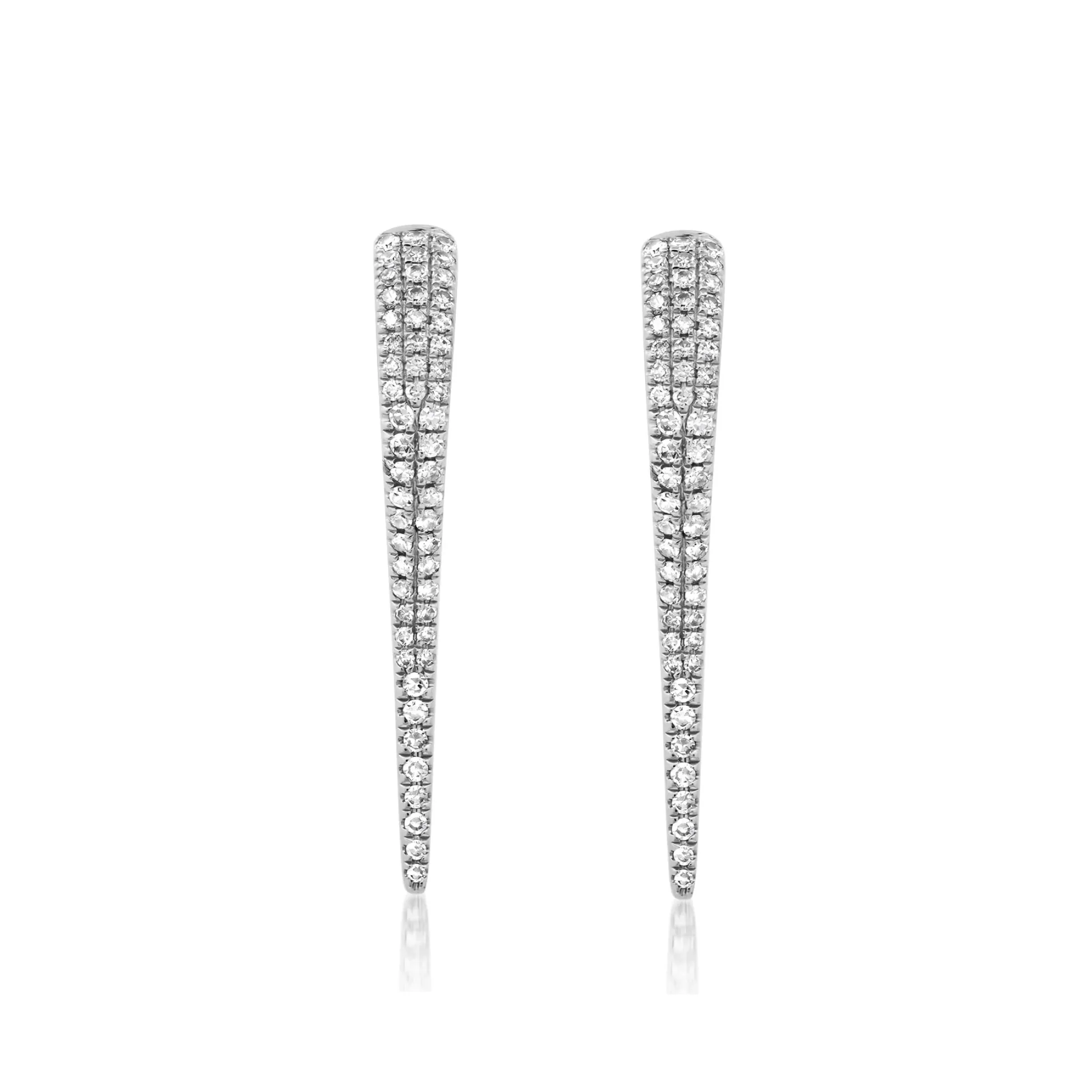 14K Gold and "Pave" Diamond Dagger Hoops Earrings, Large