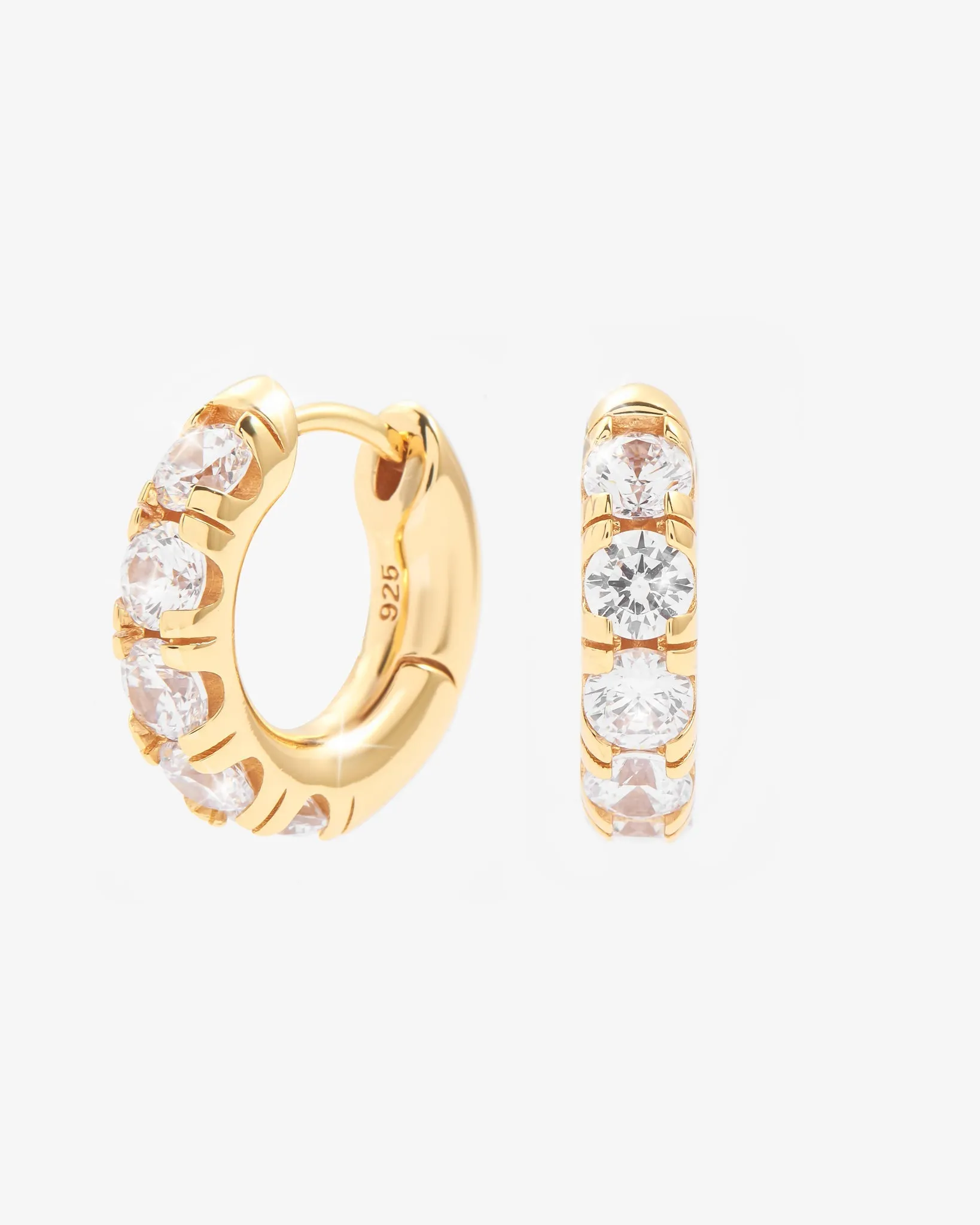 5mm Iced Hoop Earrings - Gold