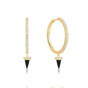 Ania Haie Gold Black Agate Drop Hoop Earrings