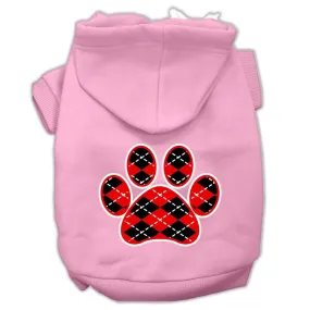 Argyle Paw Red Screen Print Pet Hoodies Light Pink Size XXXL (20)