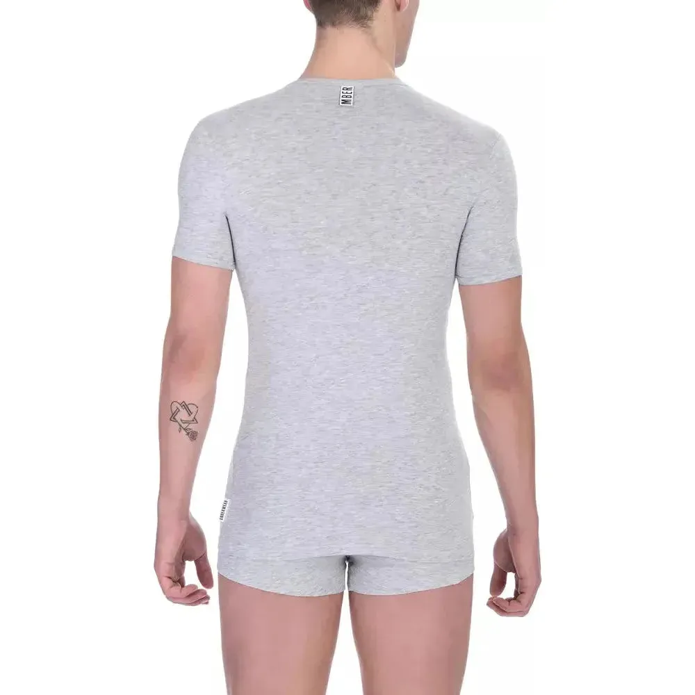 Bikkembergs Gray Cotton Men TShirt