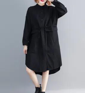 Black Shirts Plus Size Dresses Casual Loose Women Dresses SSM97215