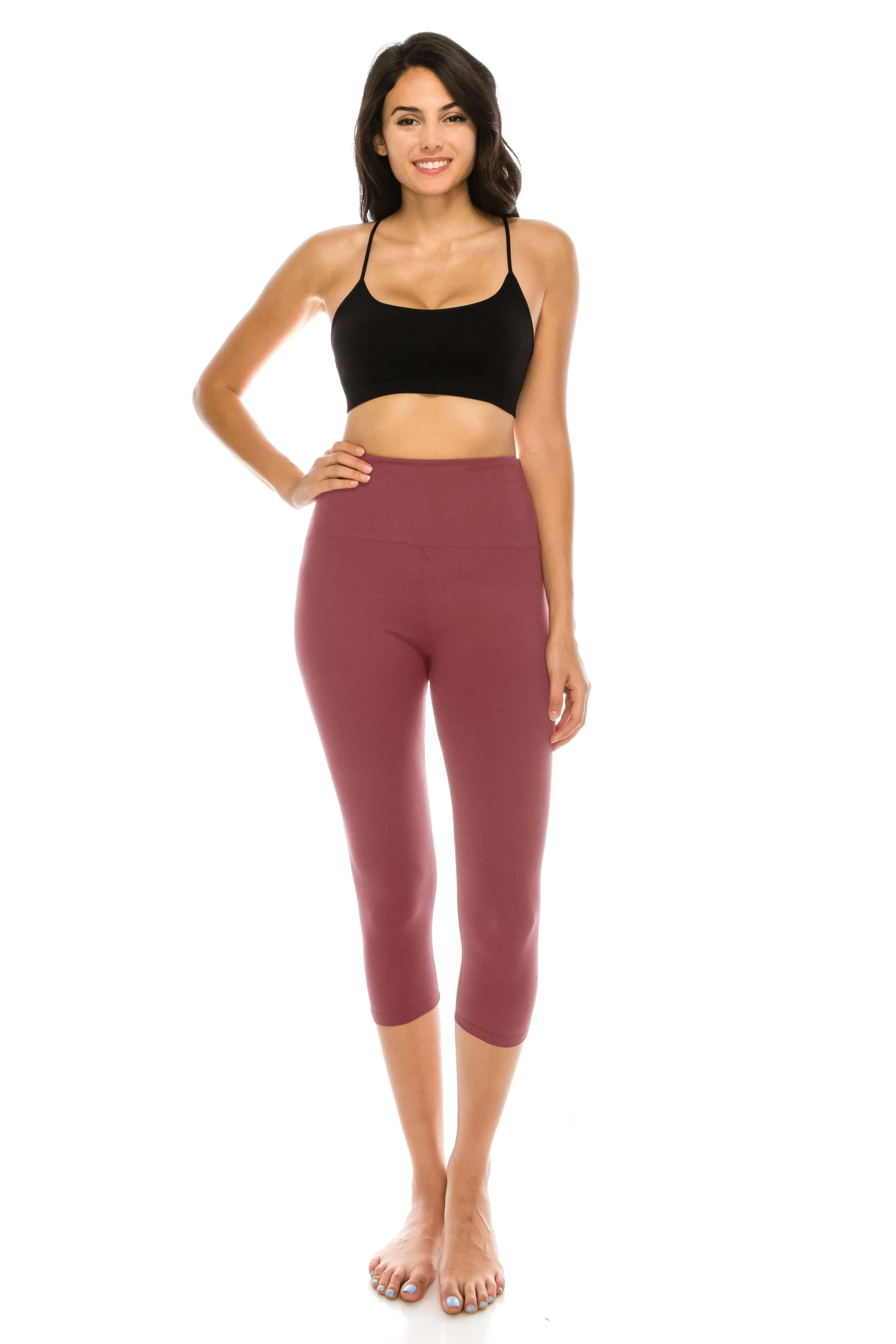 Capri Leggings - Super High Waisted Stretch Solid Workout Leggings