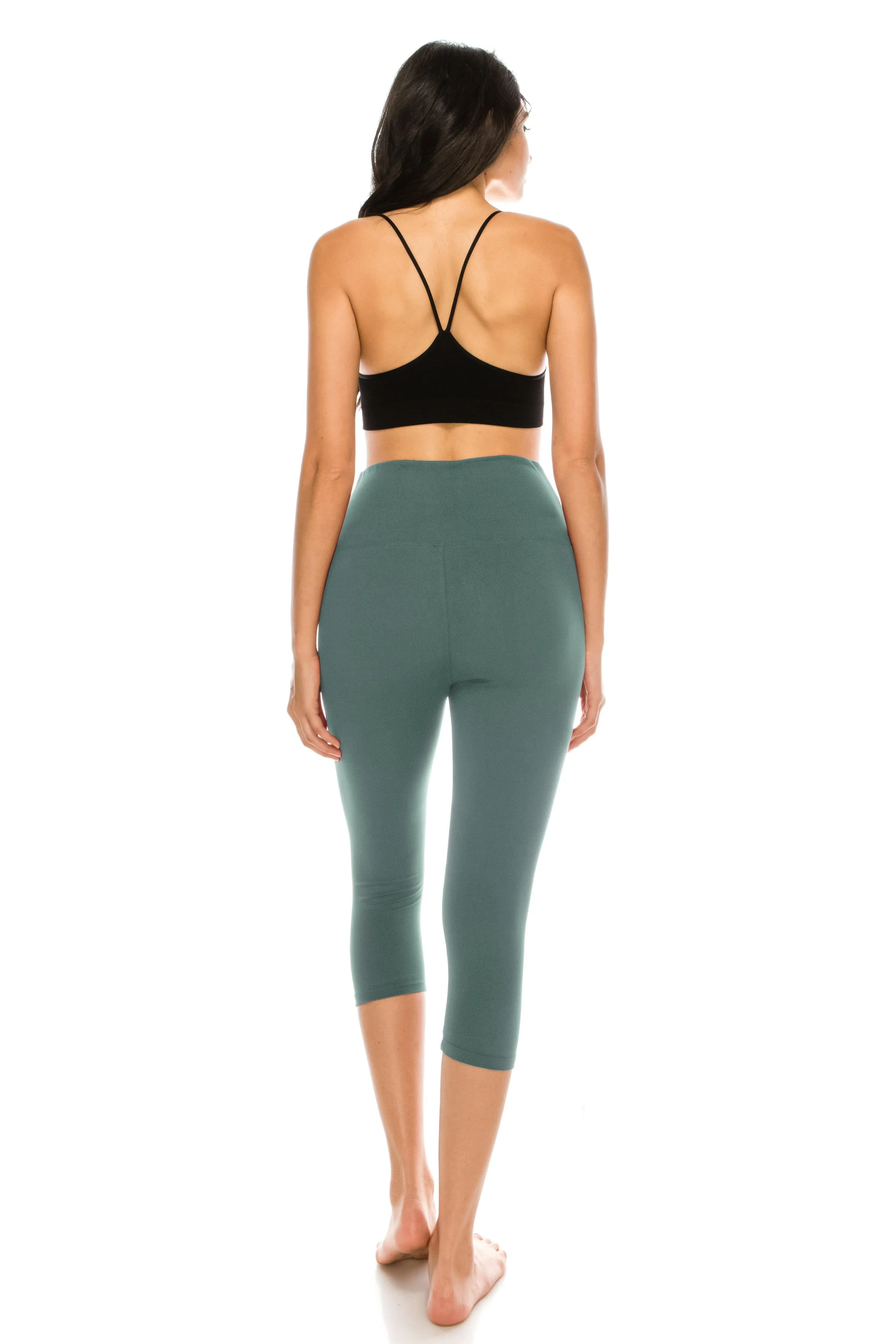 Capri Leggings - Super High Waisted Stretch Solid Workout Leggings