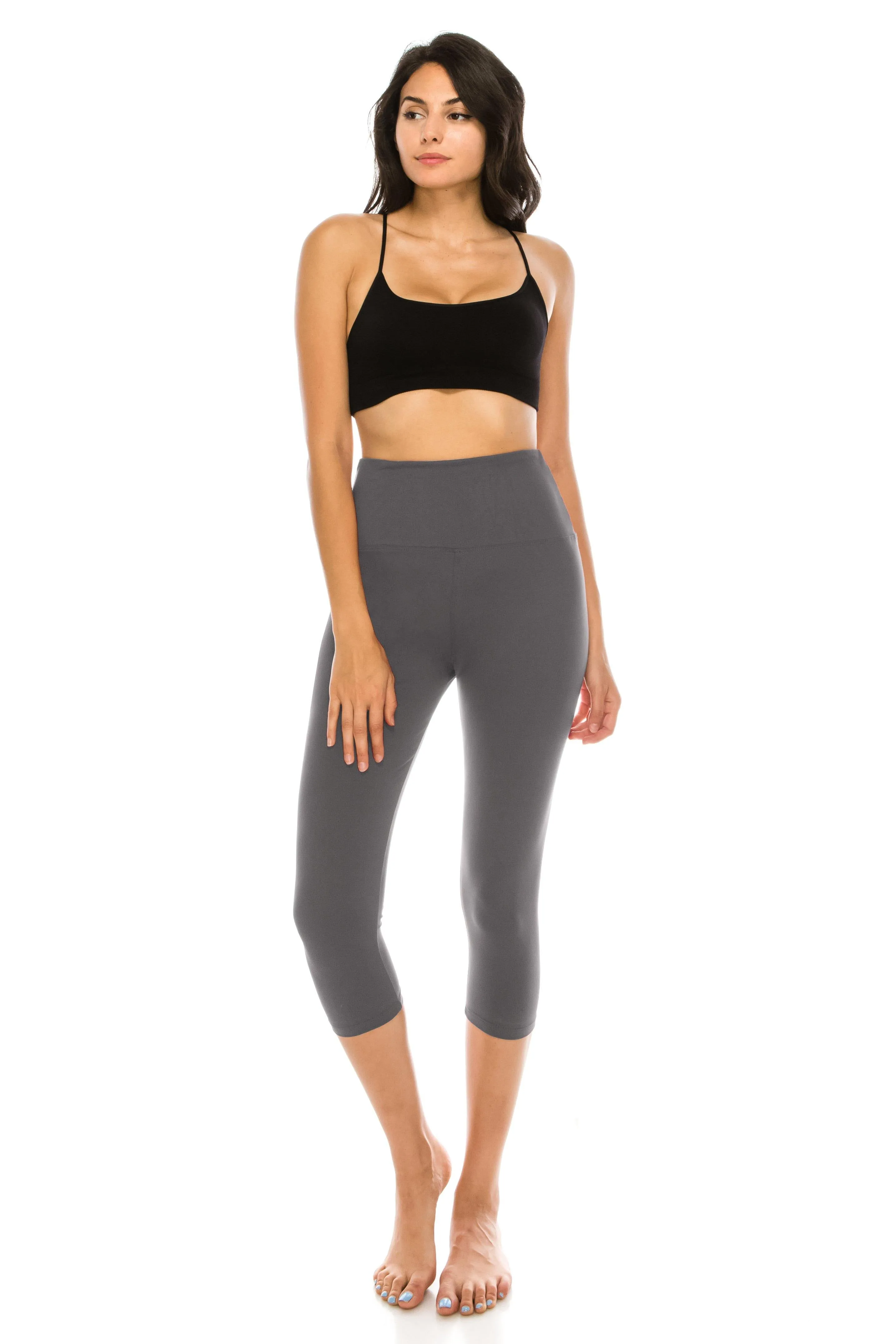 Capri Leggings - Super High Waisted Stretch Solid Workout Leggings