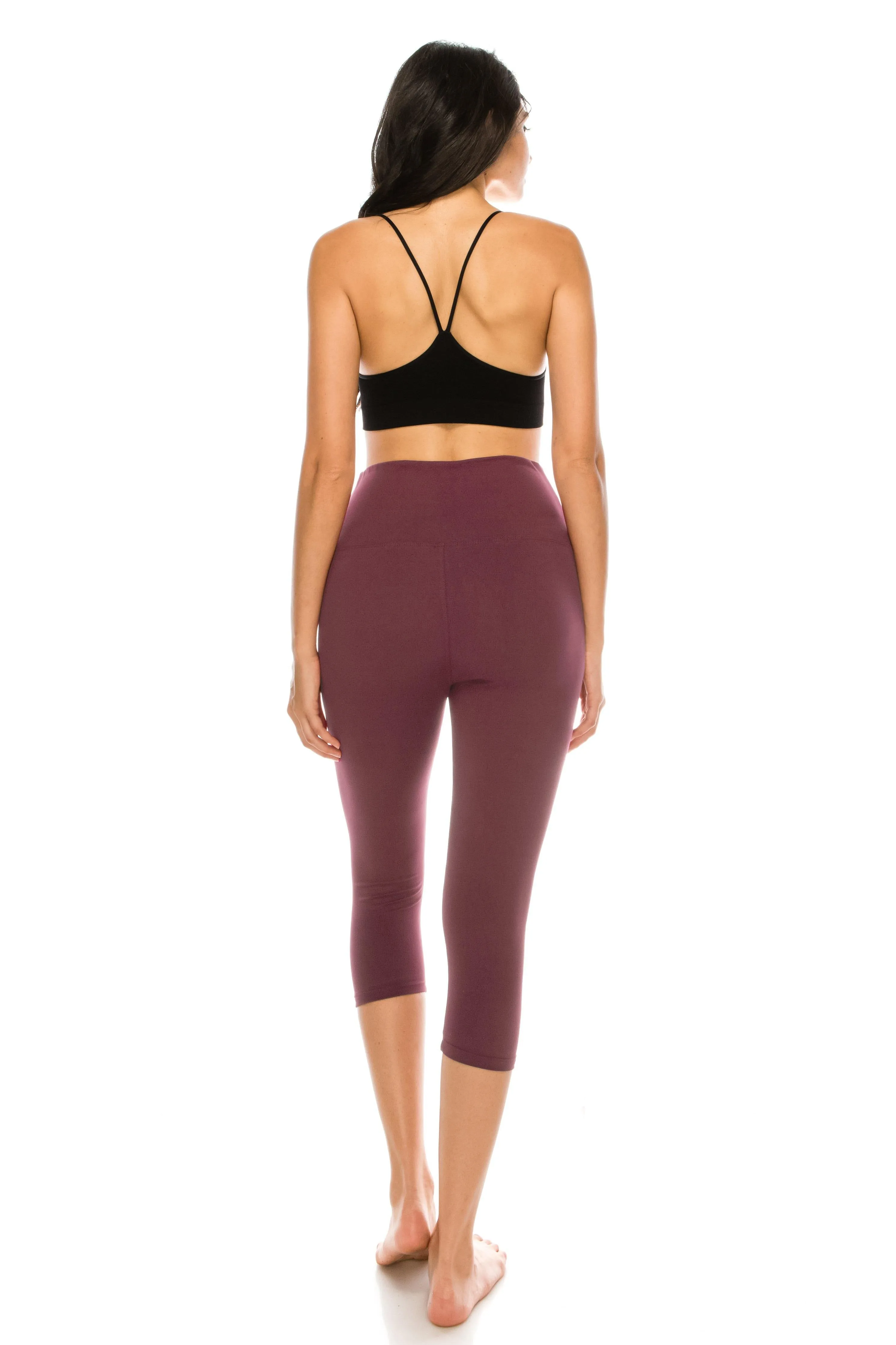 Capri Leggings - Super High Waisted Stretch Solid Workout Leggings