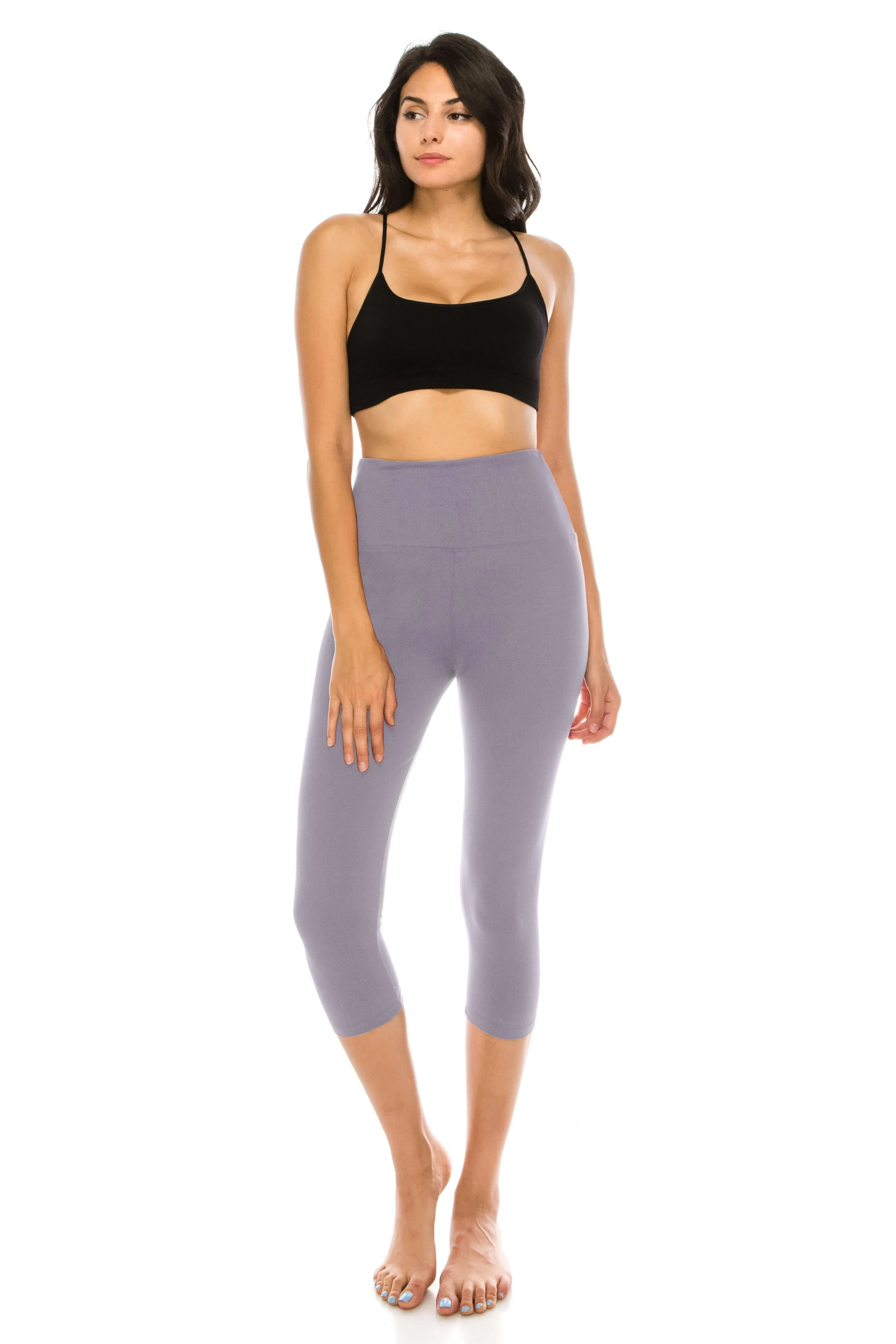 Capri Leggings - Super High Waisted Stretch Solid Workout Leggings