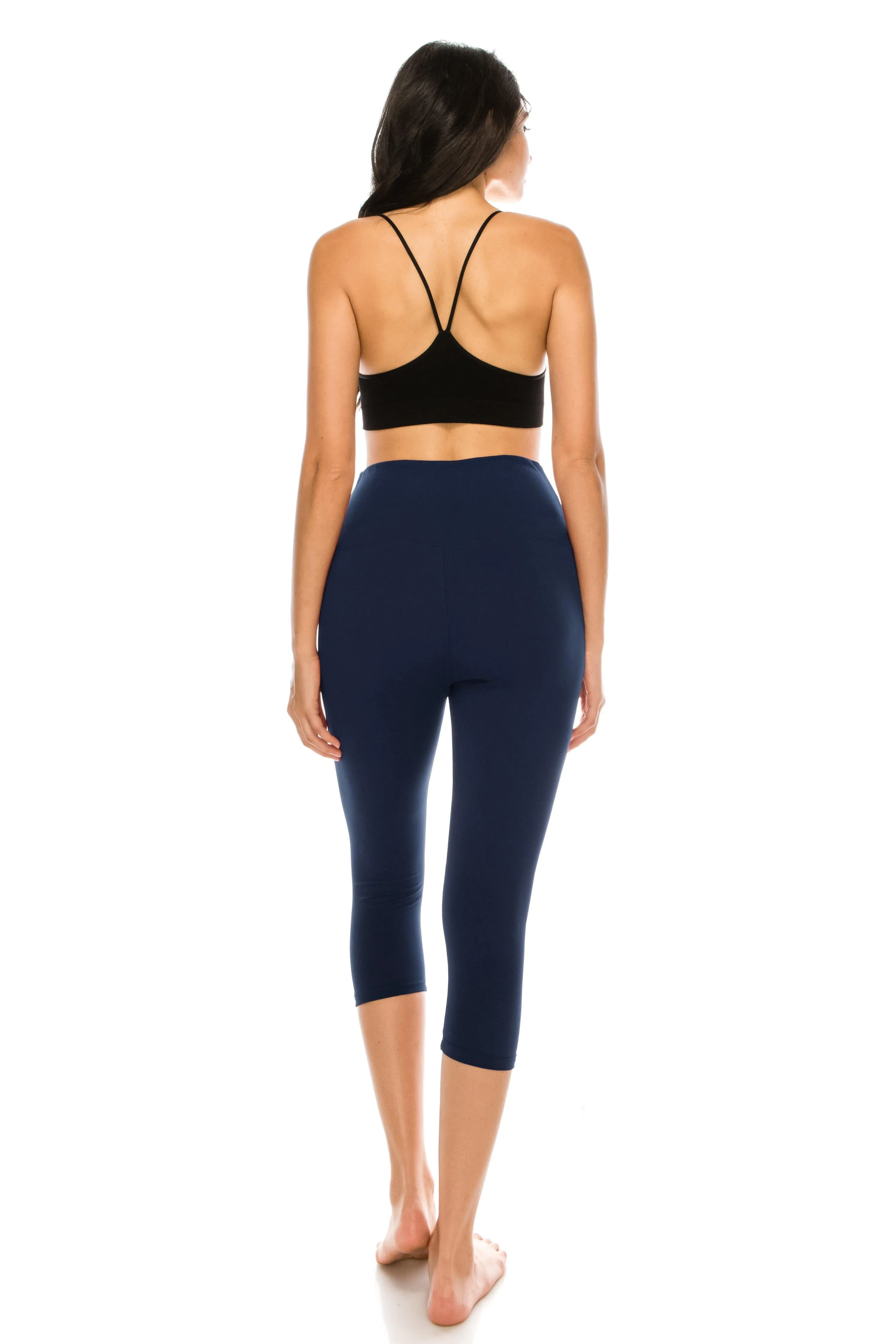 Capri Leggings - Super High Waisted Stretch Solid Workout Leggings