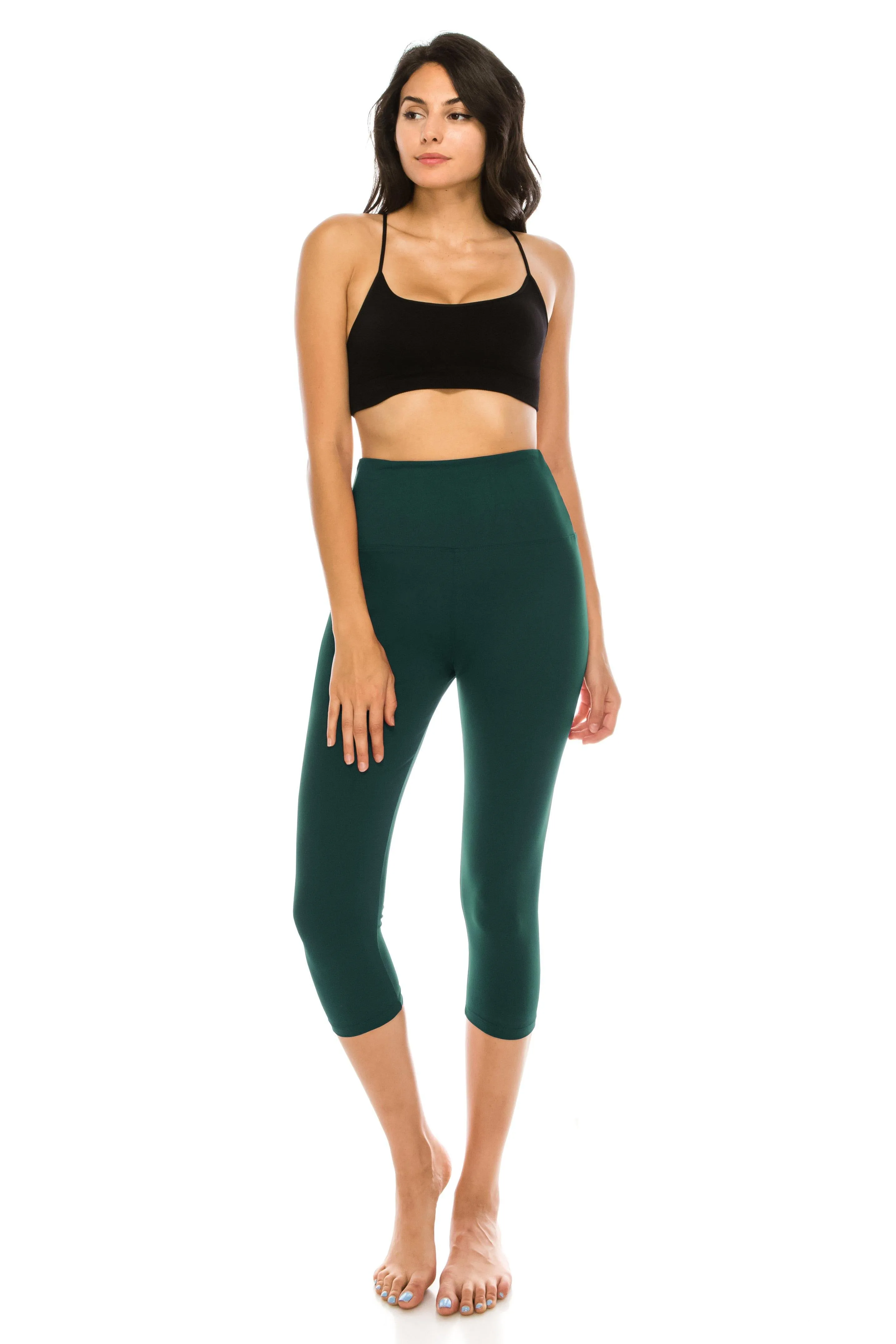 Capri Leggings - Super High Waisted Stretch Solid Workout Leggings