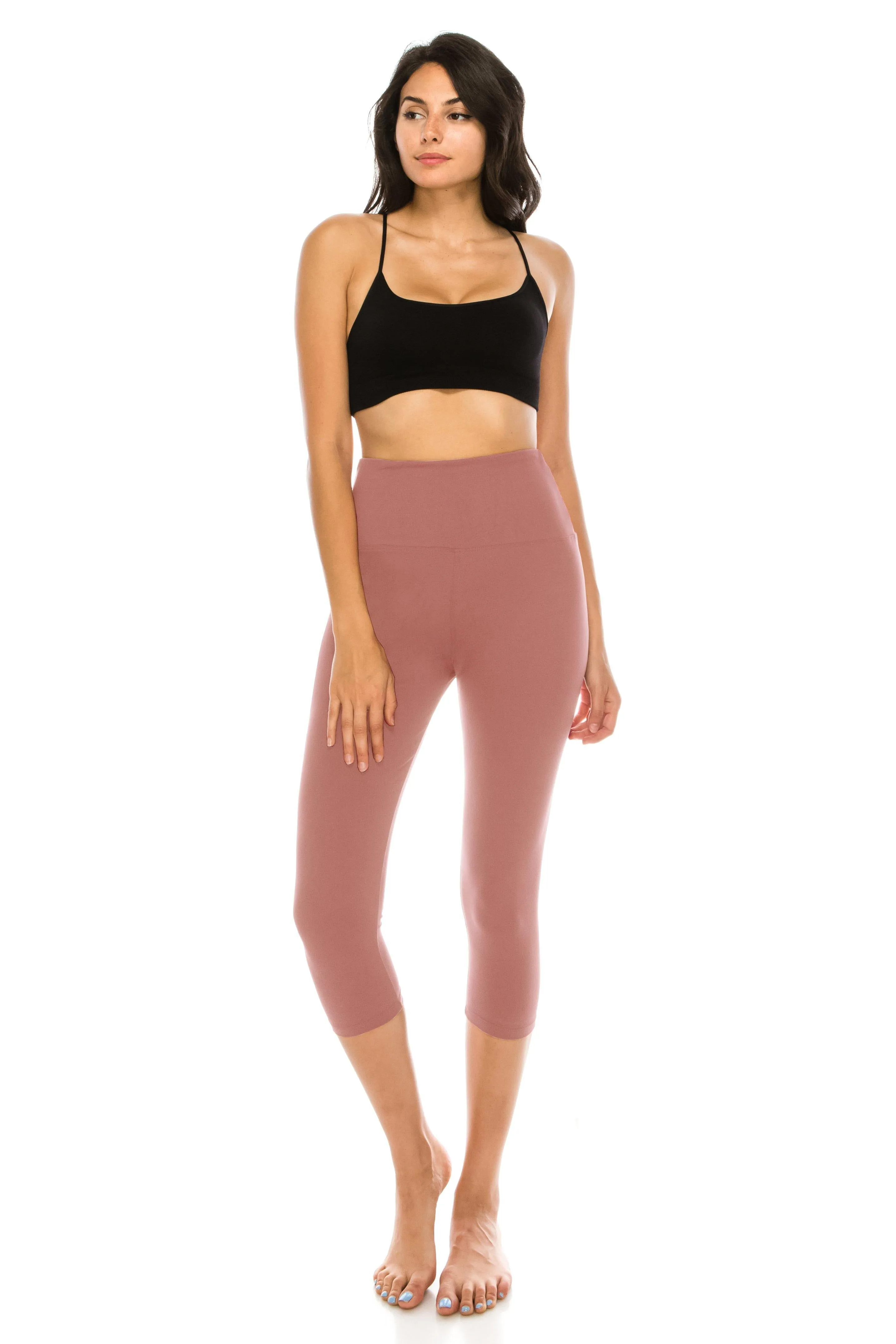 Capri Leggings - Super High Waisted Stretch Solid Workout Leggings