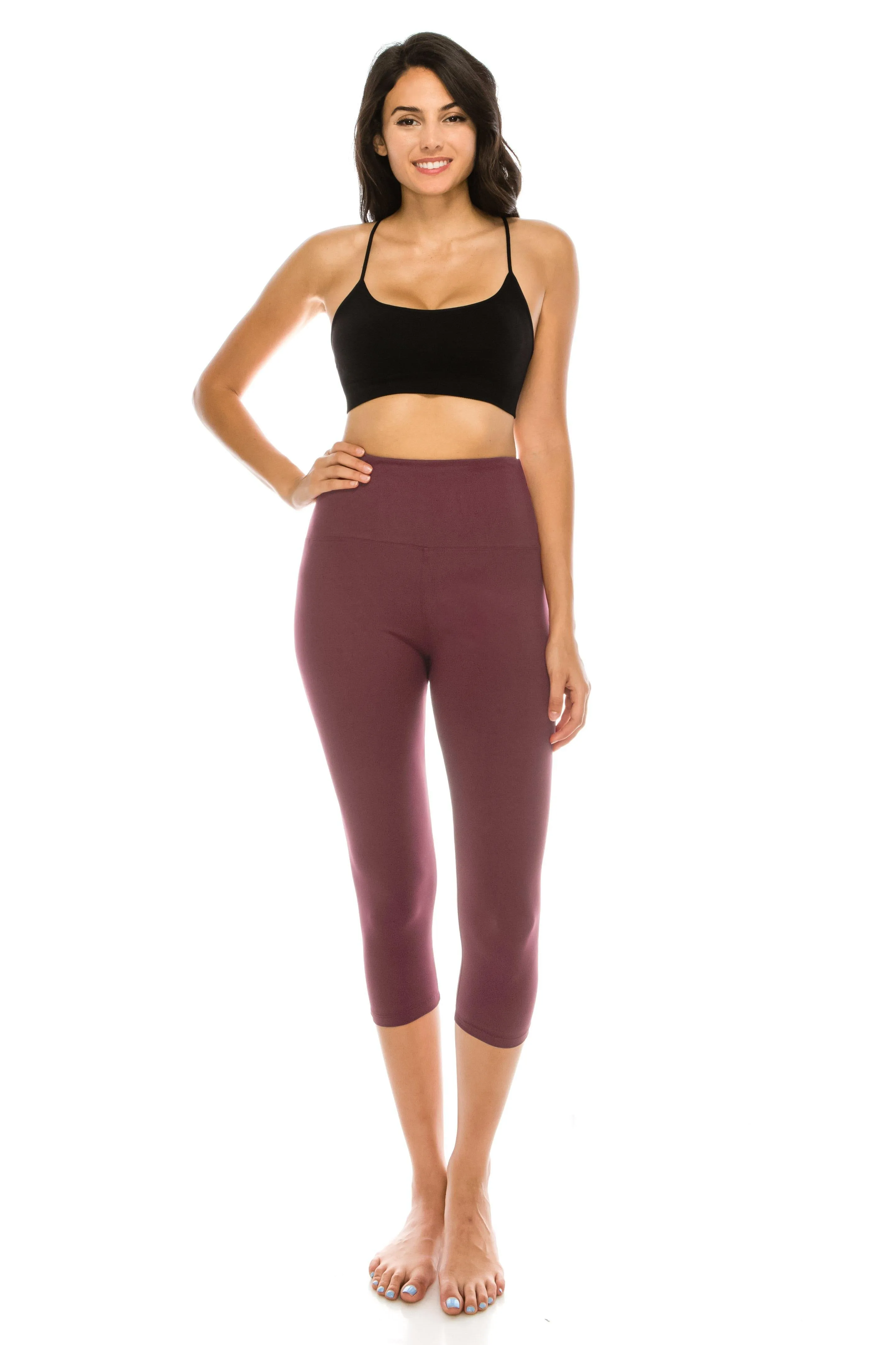 Capri Leggings - Super High Waisted Stretch Solid Workout Leggings