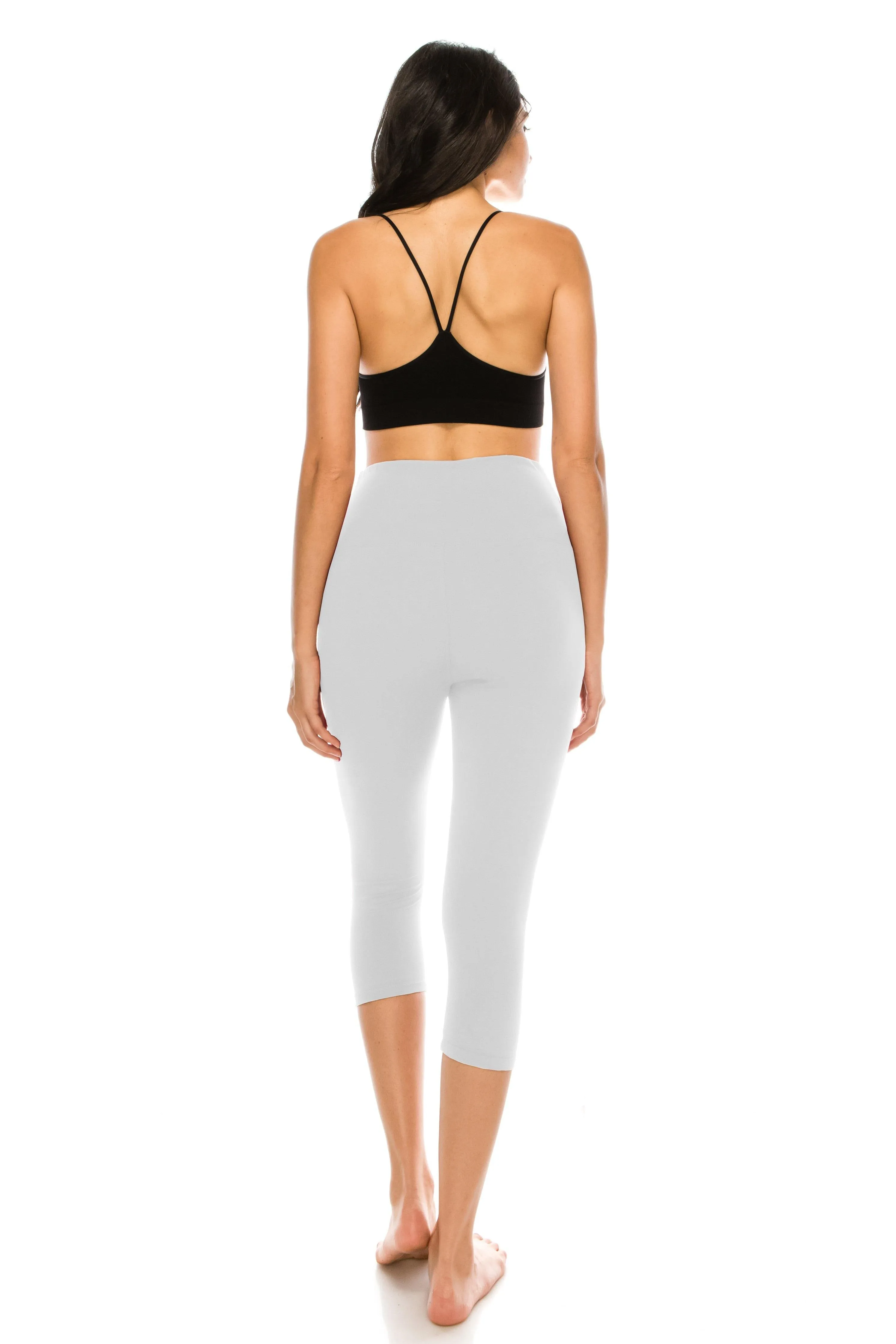 Capri Leggings - Super High Waisted Stretch Solid Workout Leggings