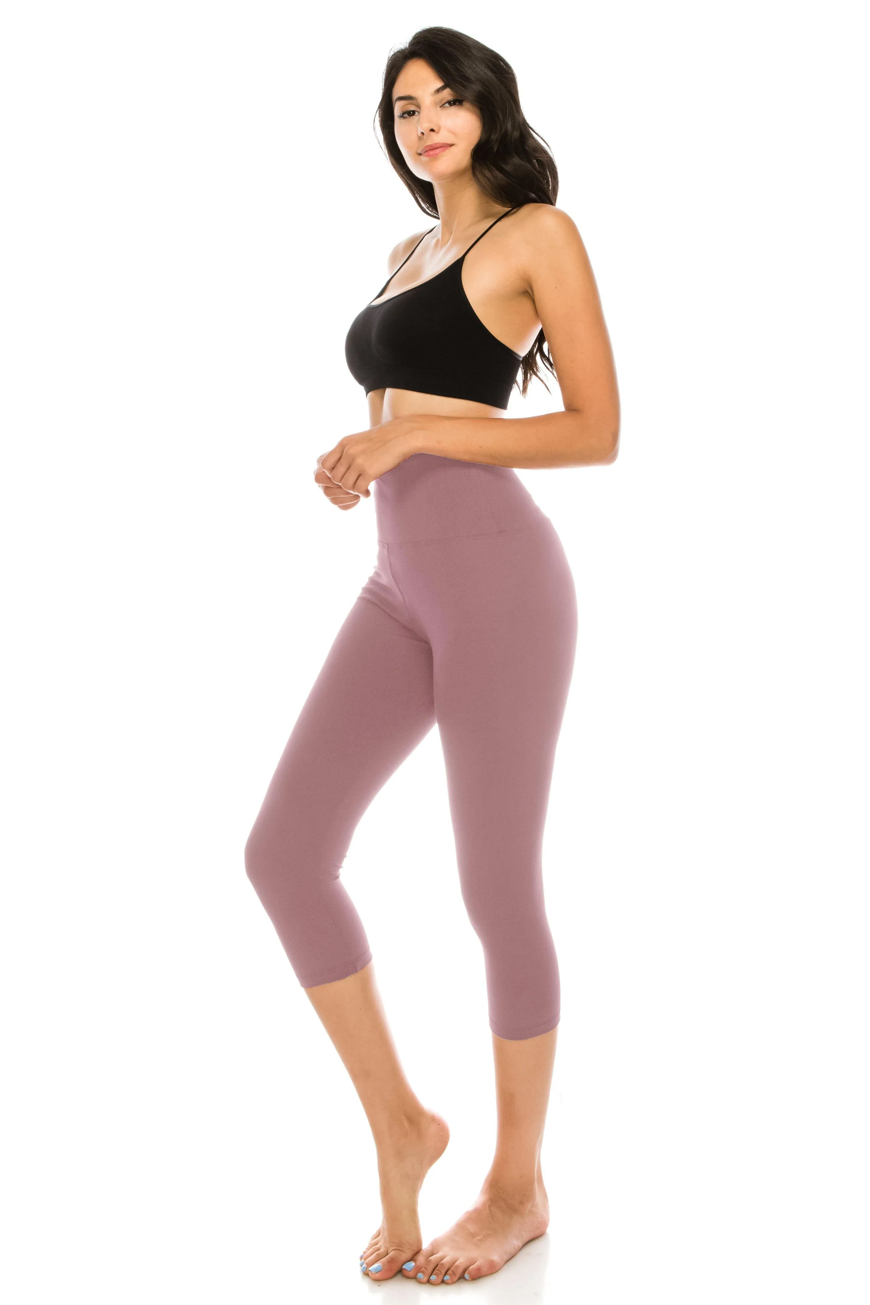 Capri Leggings - Super High Waisted Stretch Solid Workout Leggings