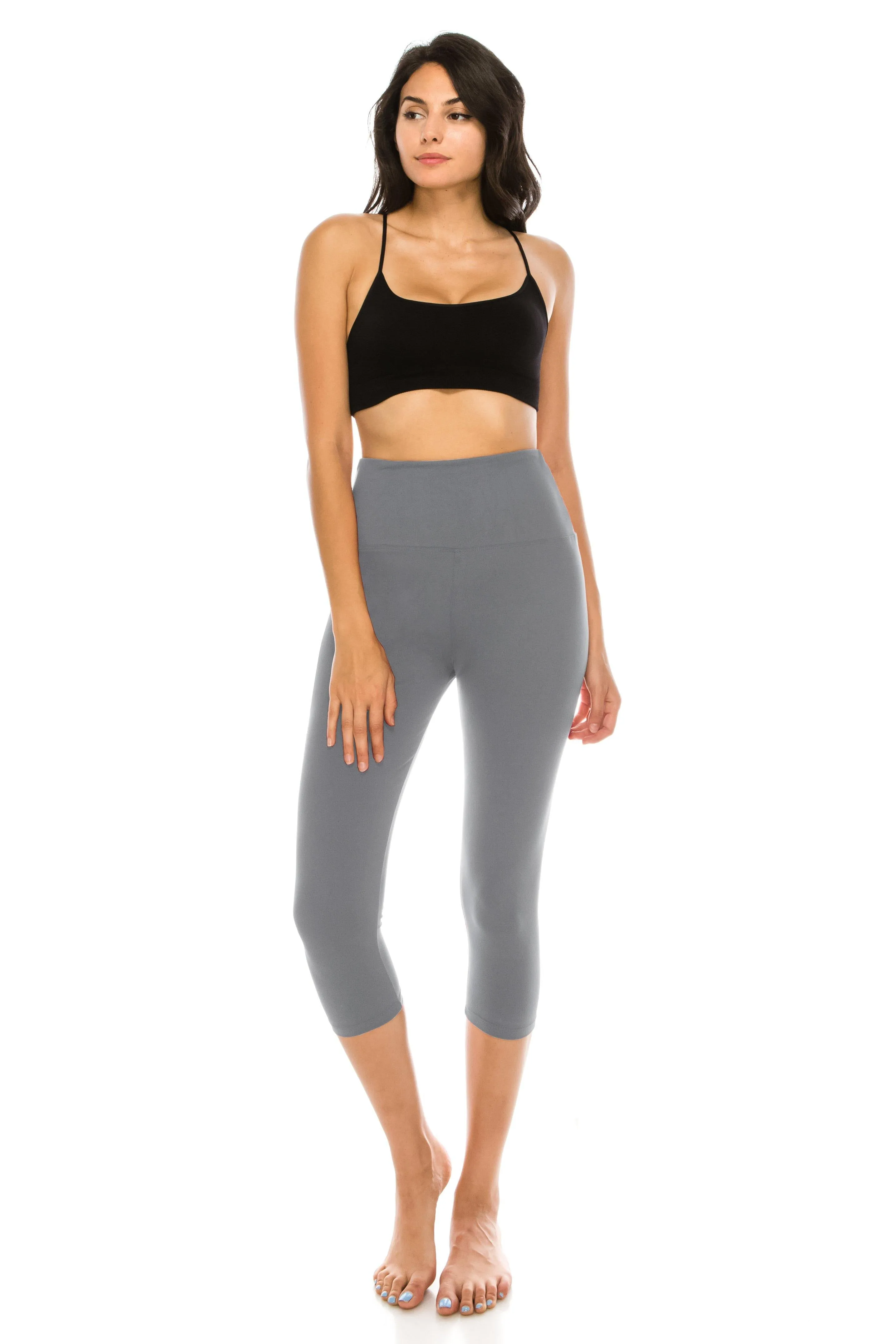 Capri Leggings - Super High Waisted Stretch Solid Workout Leggings