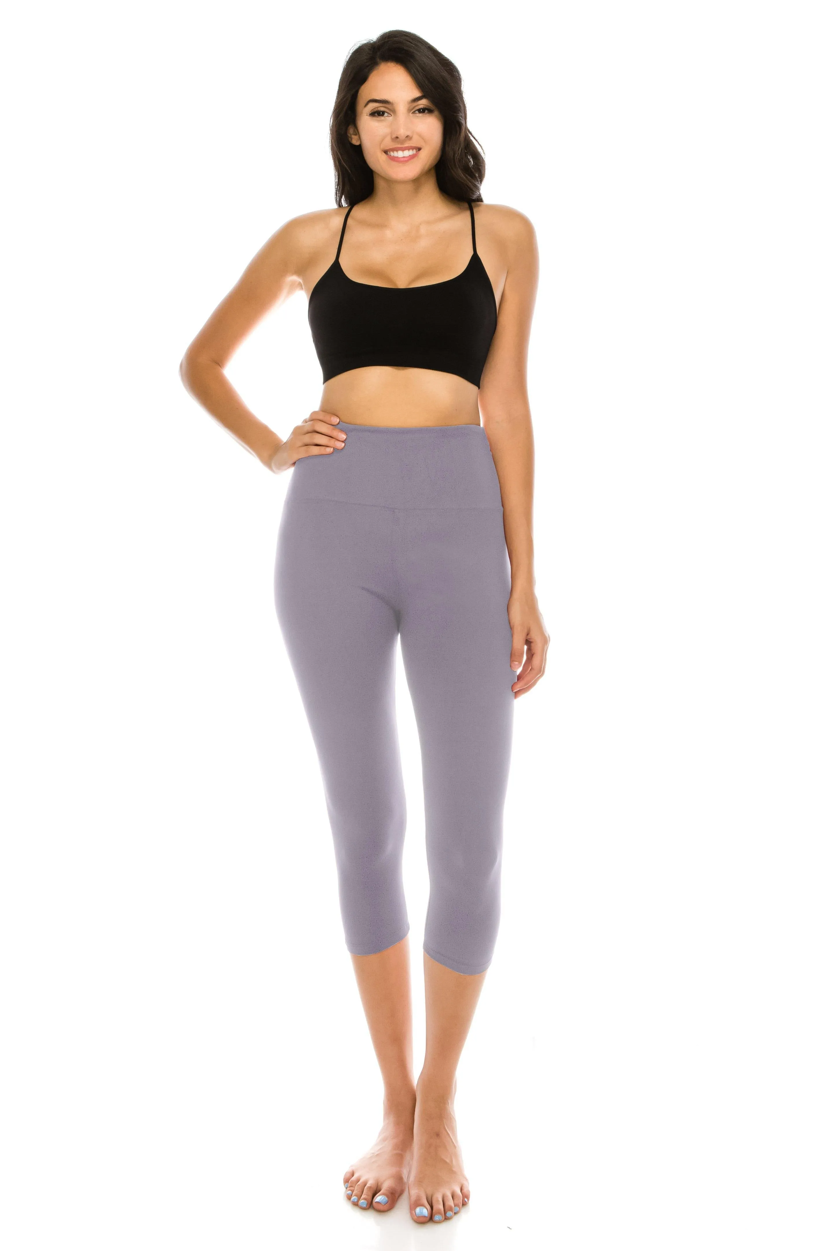 Capri Leggings - Super High Waisted Stretch Solid Workout Leggings