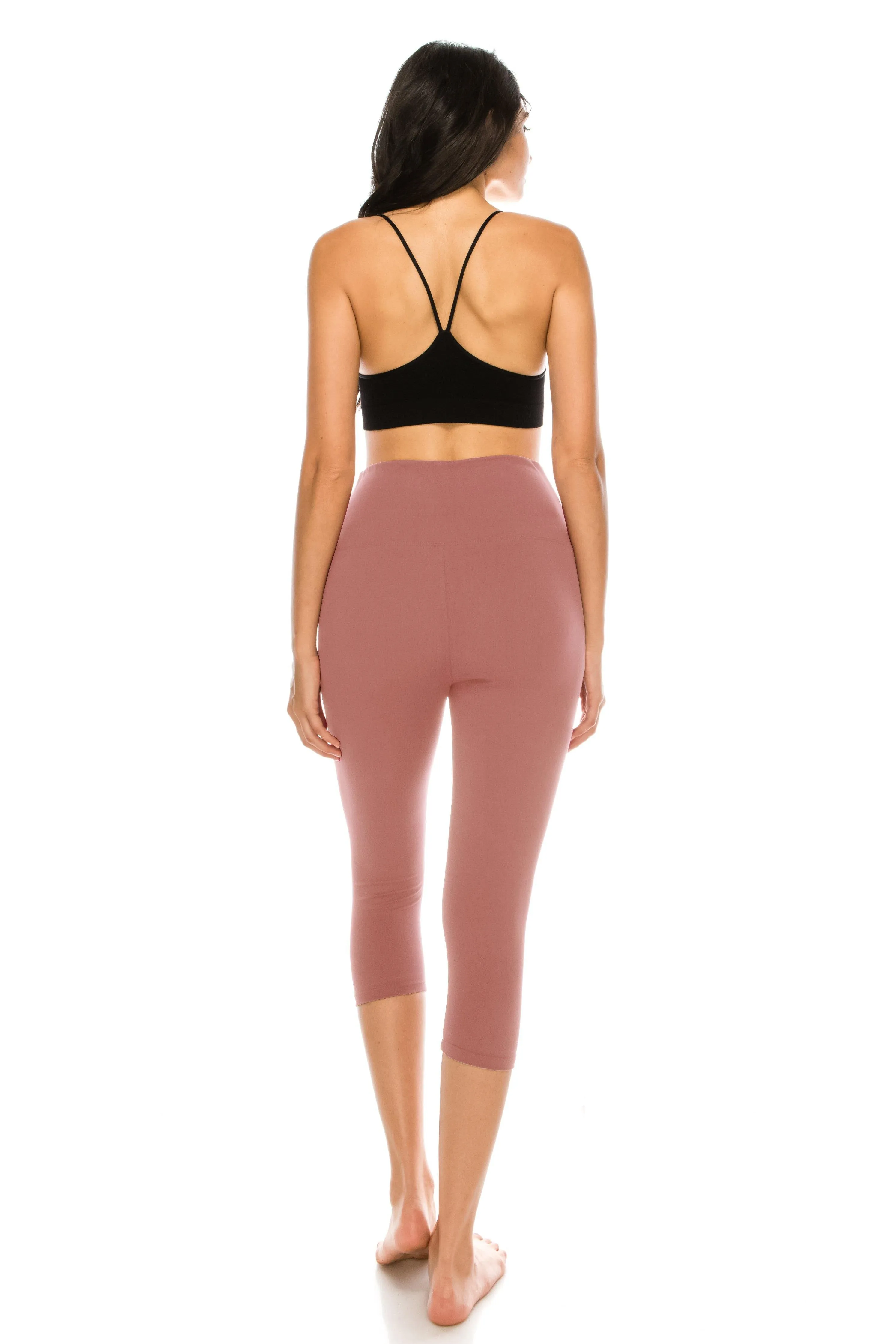 Capri Leggings - Super High Waisted Stretch Solid Workout Leggings