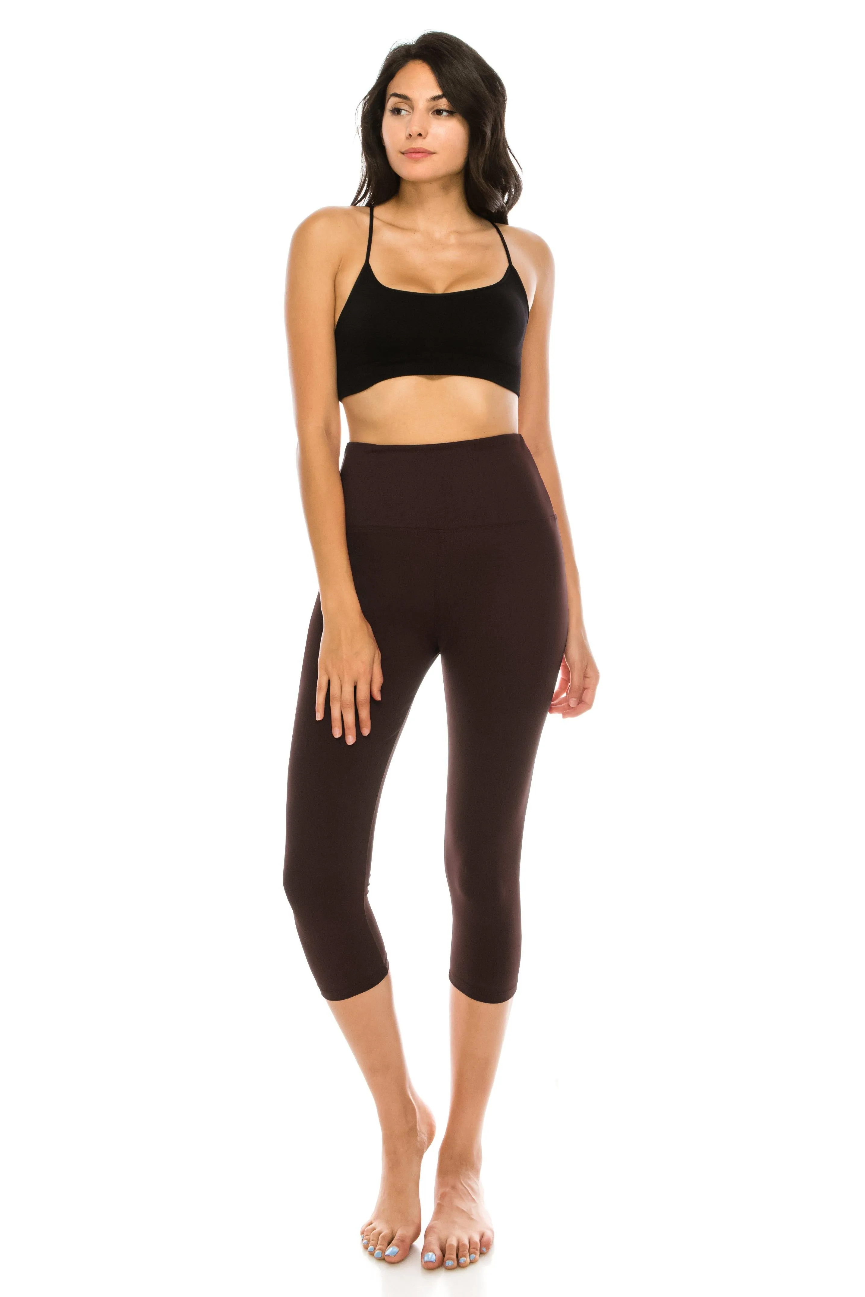 Capri Leggings - Super High Waisted Stretch Solid Workout Leggings