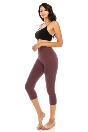 Capri Leggings - Super High Waisted Stretch Solid Workout Leggings