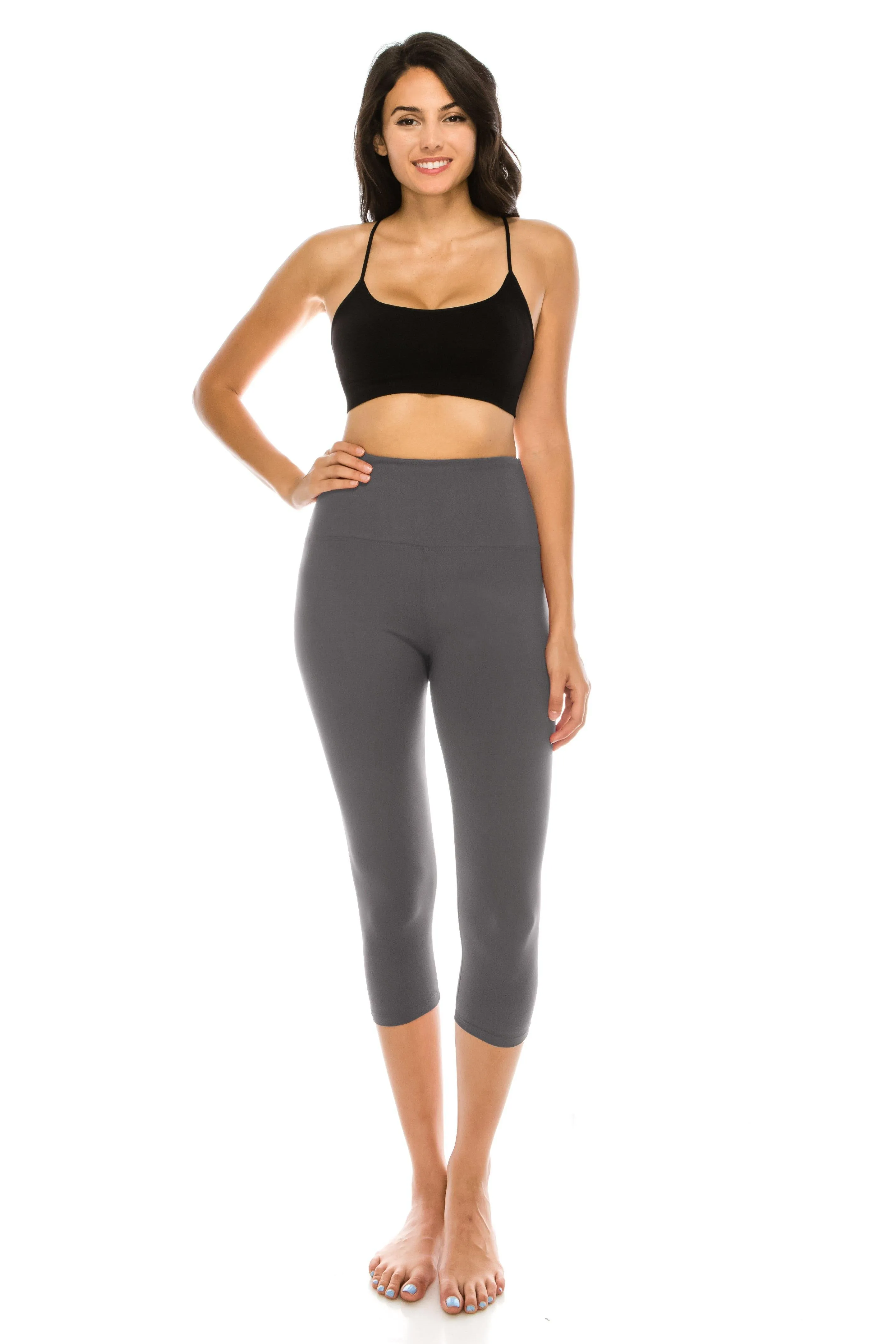 Capri Leggings - Super High Waisted Stretch Solid Workout Leggings