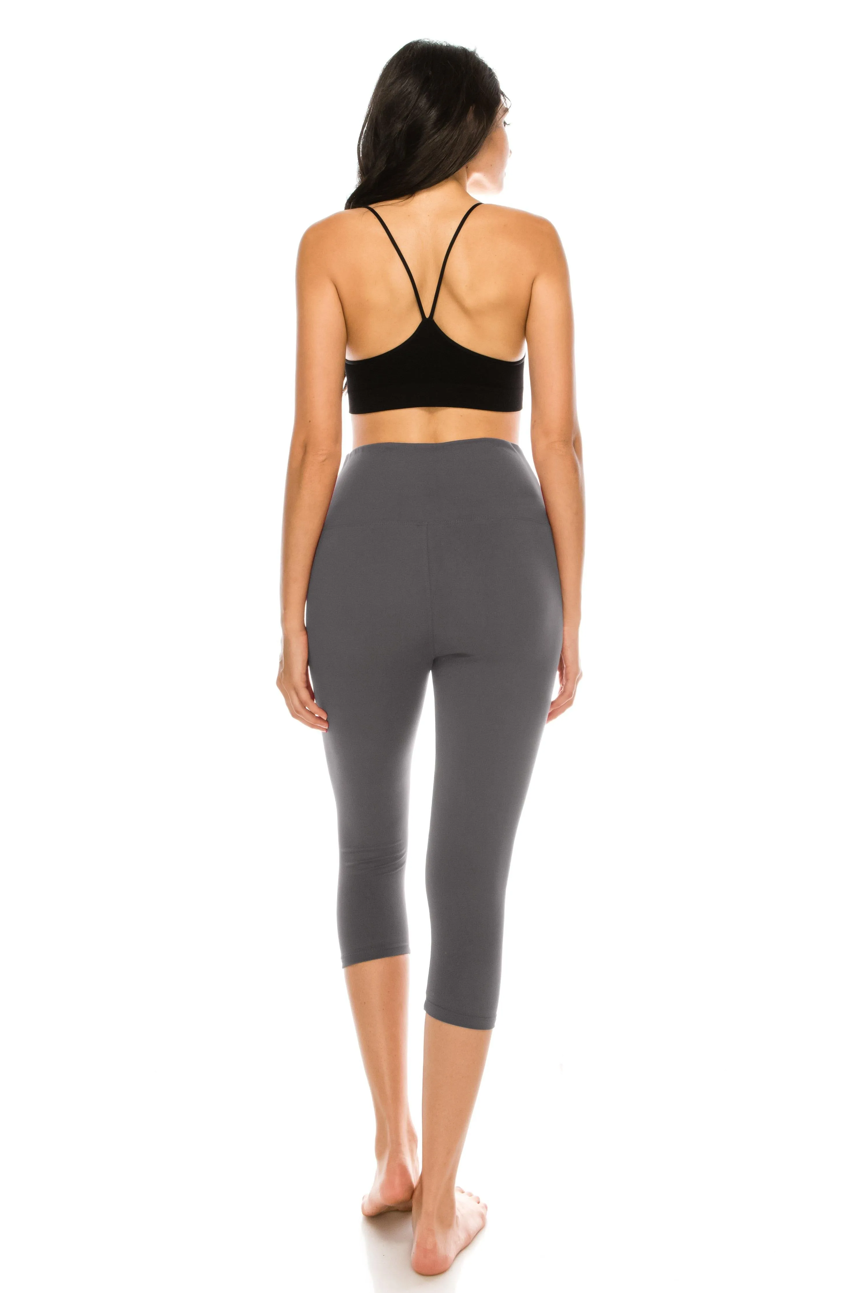 Capri Leggings - Super High Waisted Stretch Solid Workout Leggings