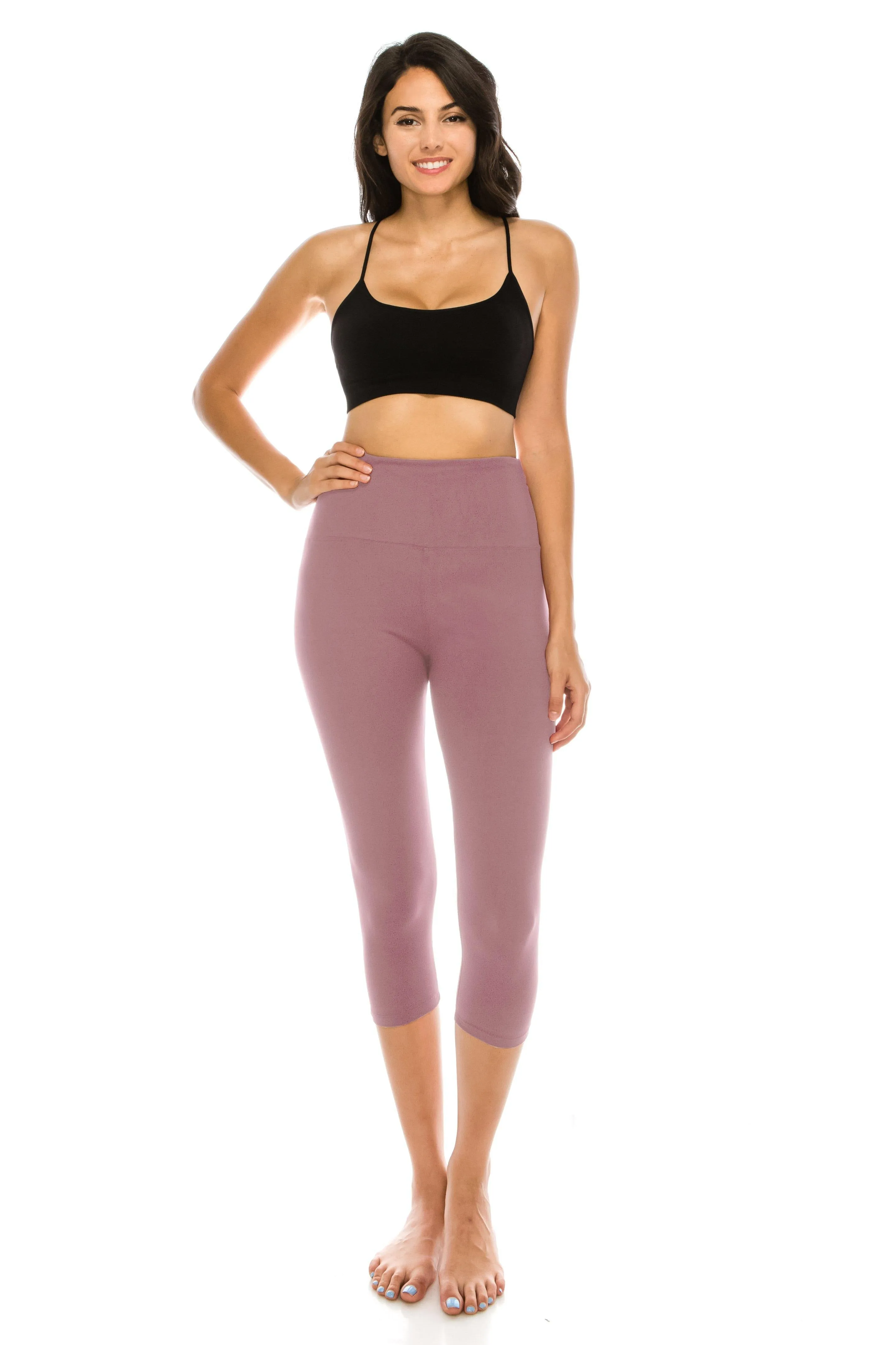 Capri Leggings - Super High Waisted Stretch Solid Workout Leggings