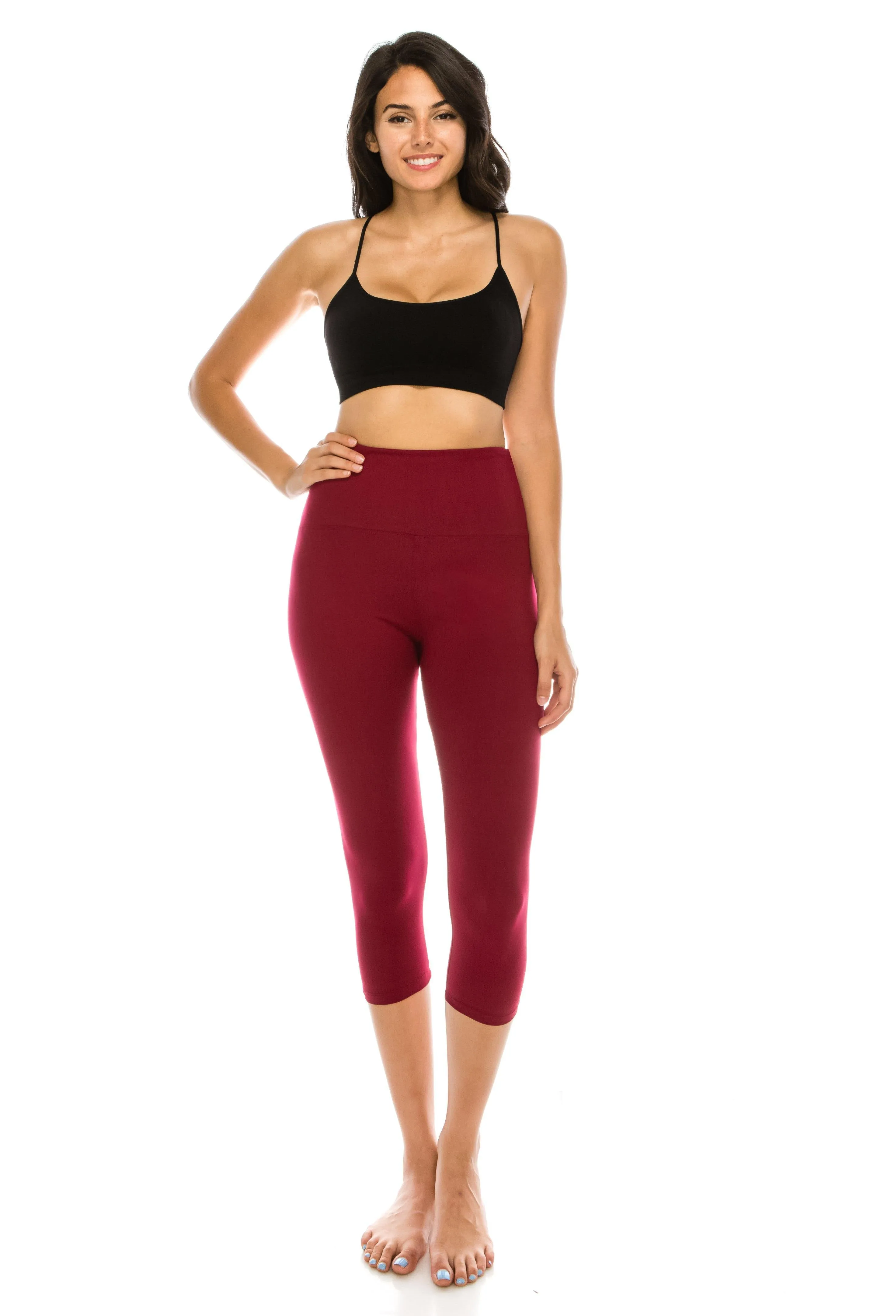 Capri Leggings - Super High Waisted Stretch Solid Workout Leggings