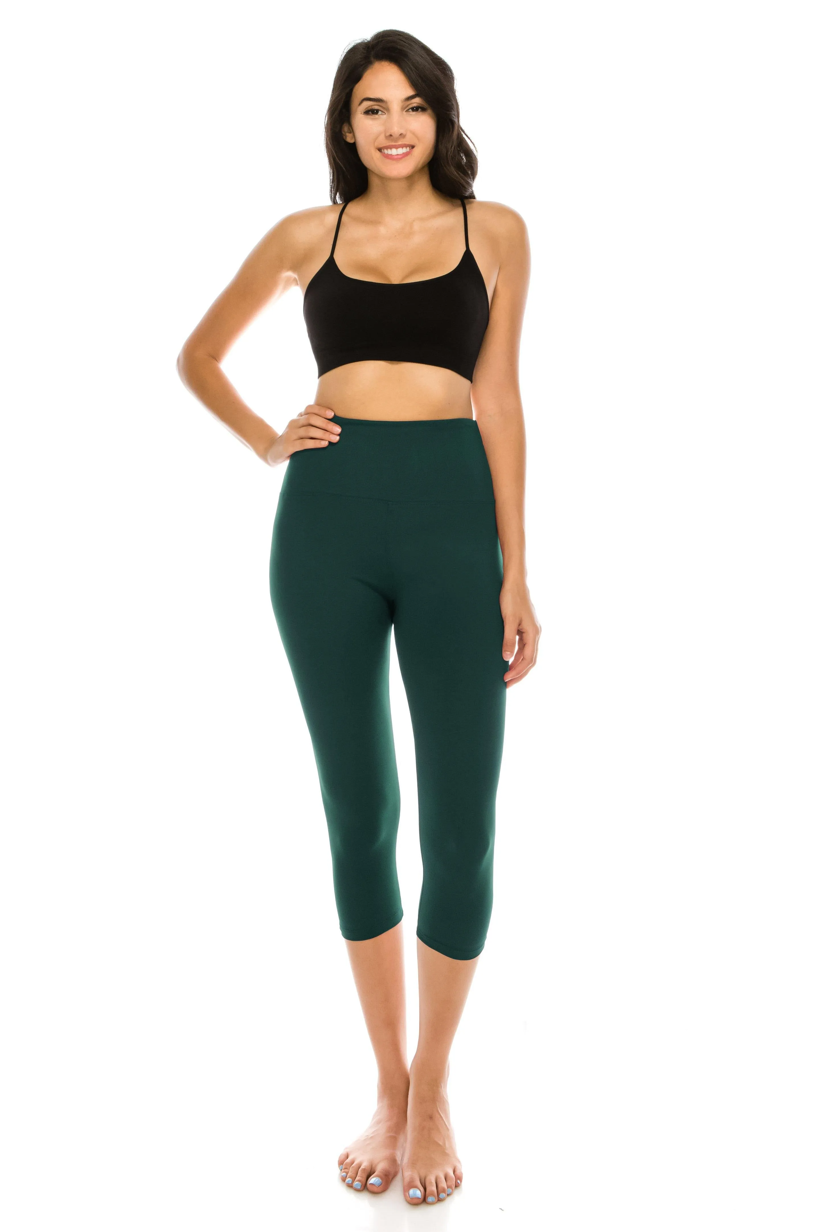 Capri Leggings - Super High Waisted Stretch Solid Workout Leggings