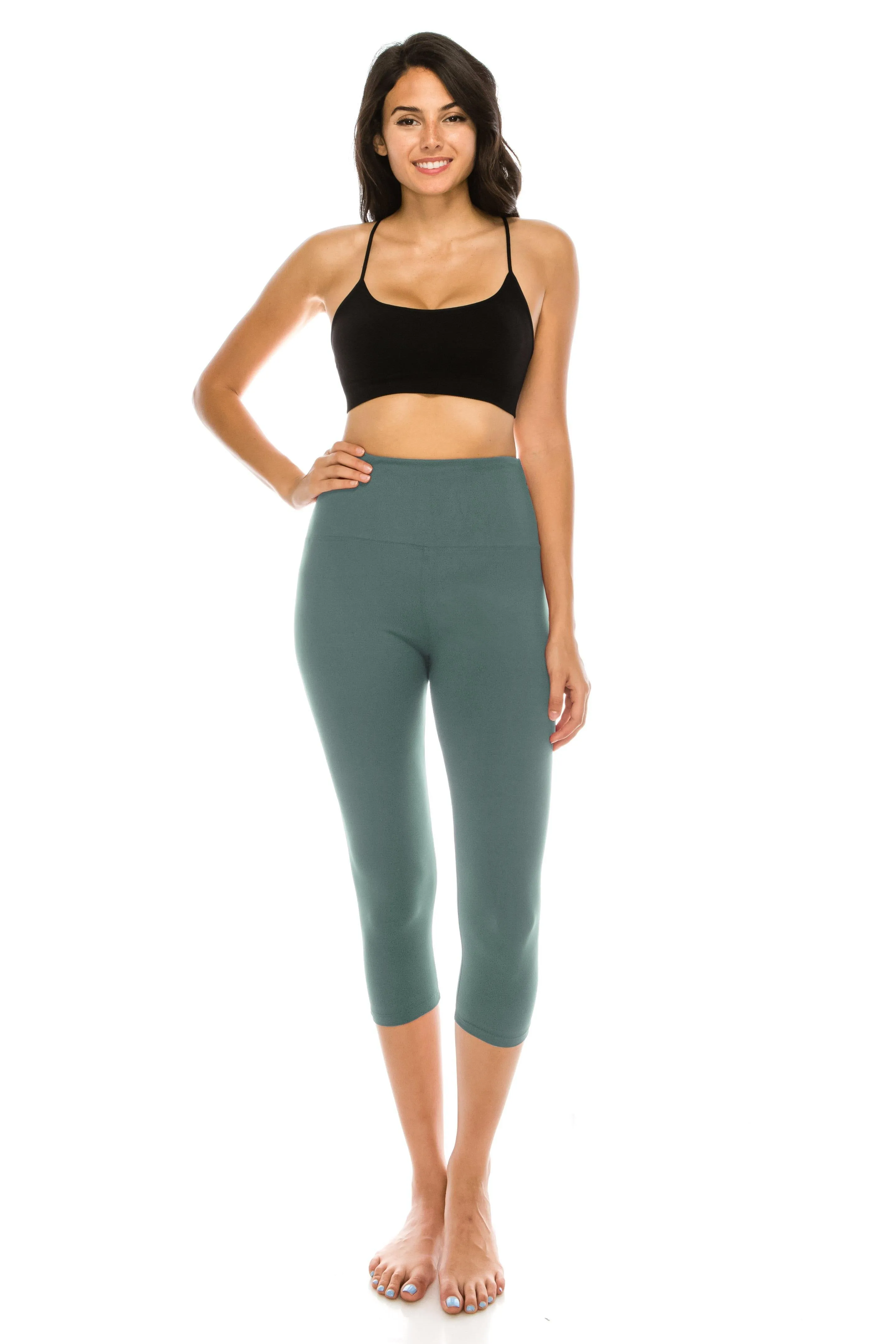 Capri Leggings - Super High Waisted Stretch Solid Workout Leggings