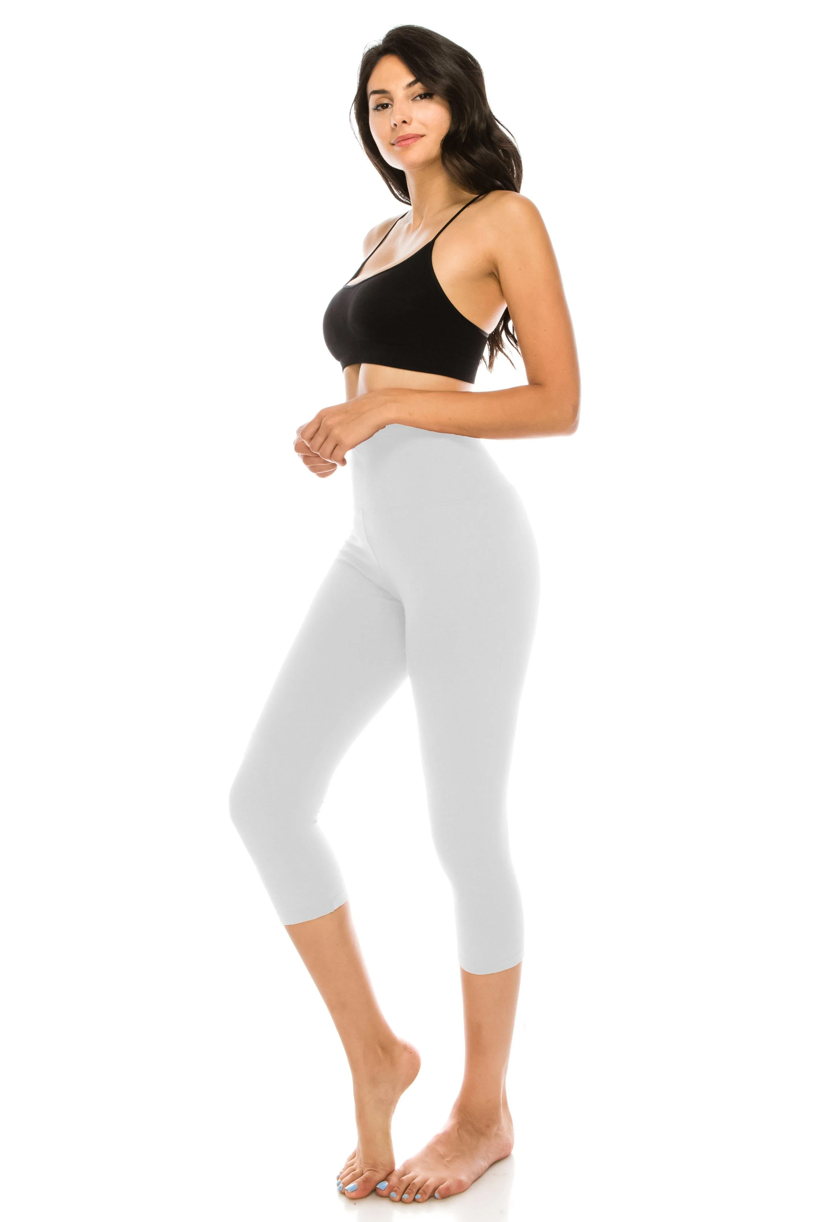 Capri Leggings - Super High Waisted Stretch Solid Workout Leggings