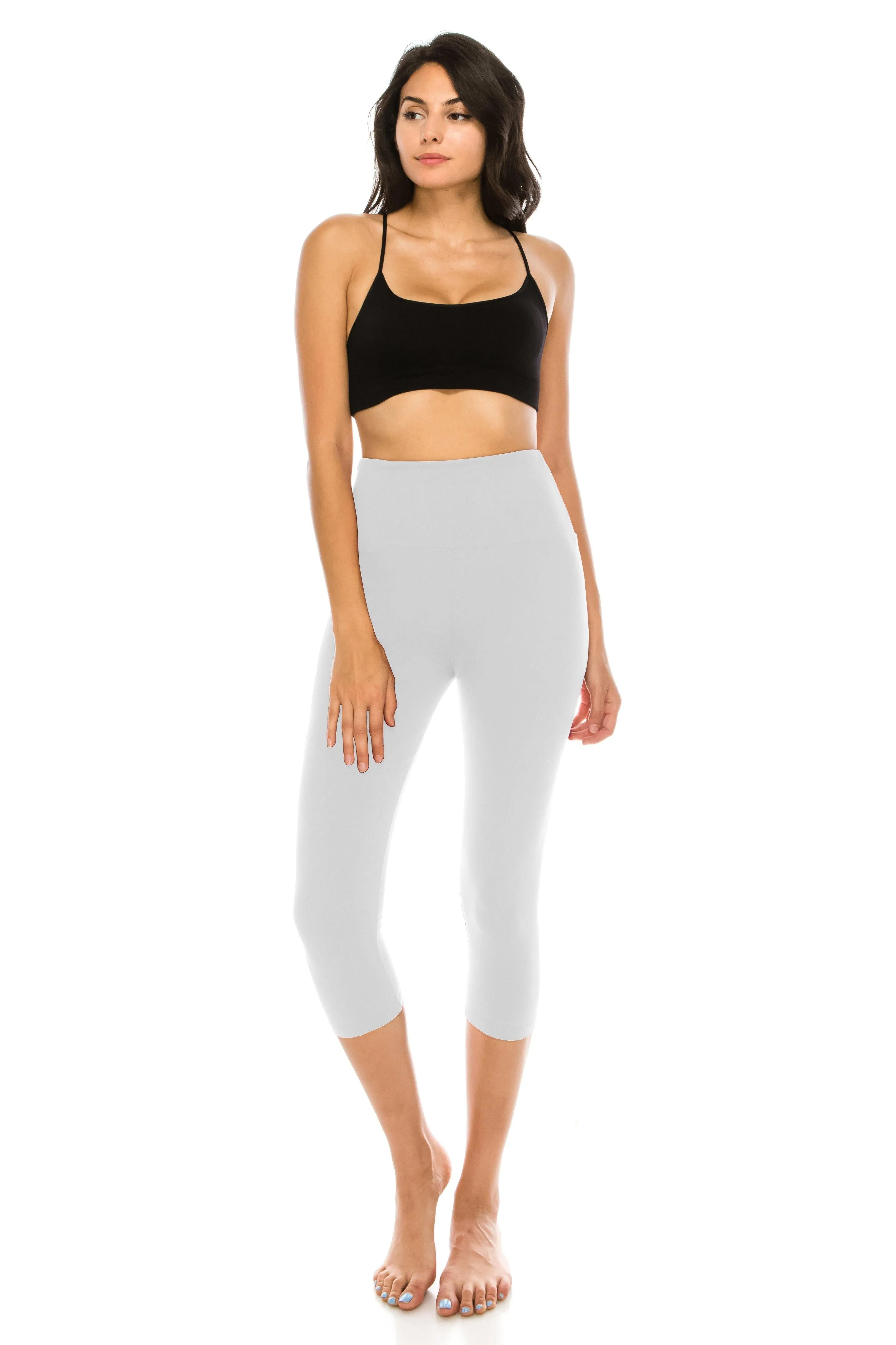 Capri Leggings - Super High Waisted Stretch Solid Workout Leggings