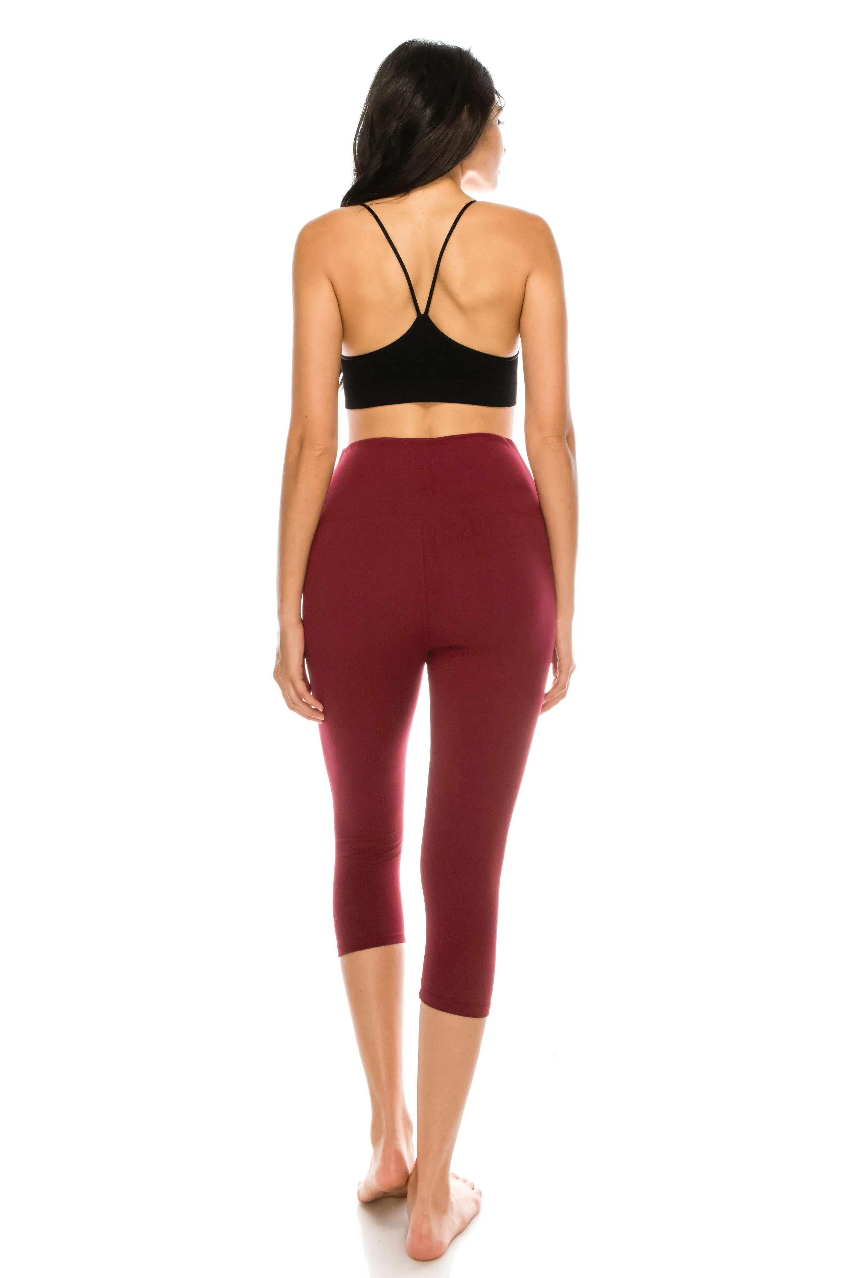 Capri Leggings - Super High Waisted Stretch Solid Workout Leggings