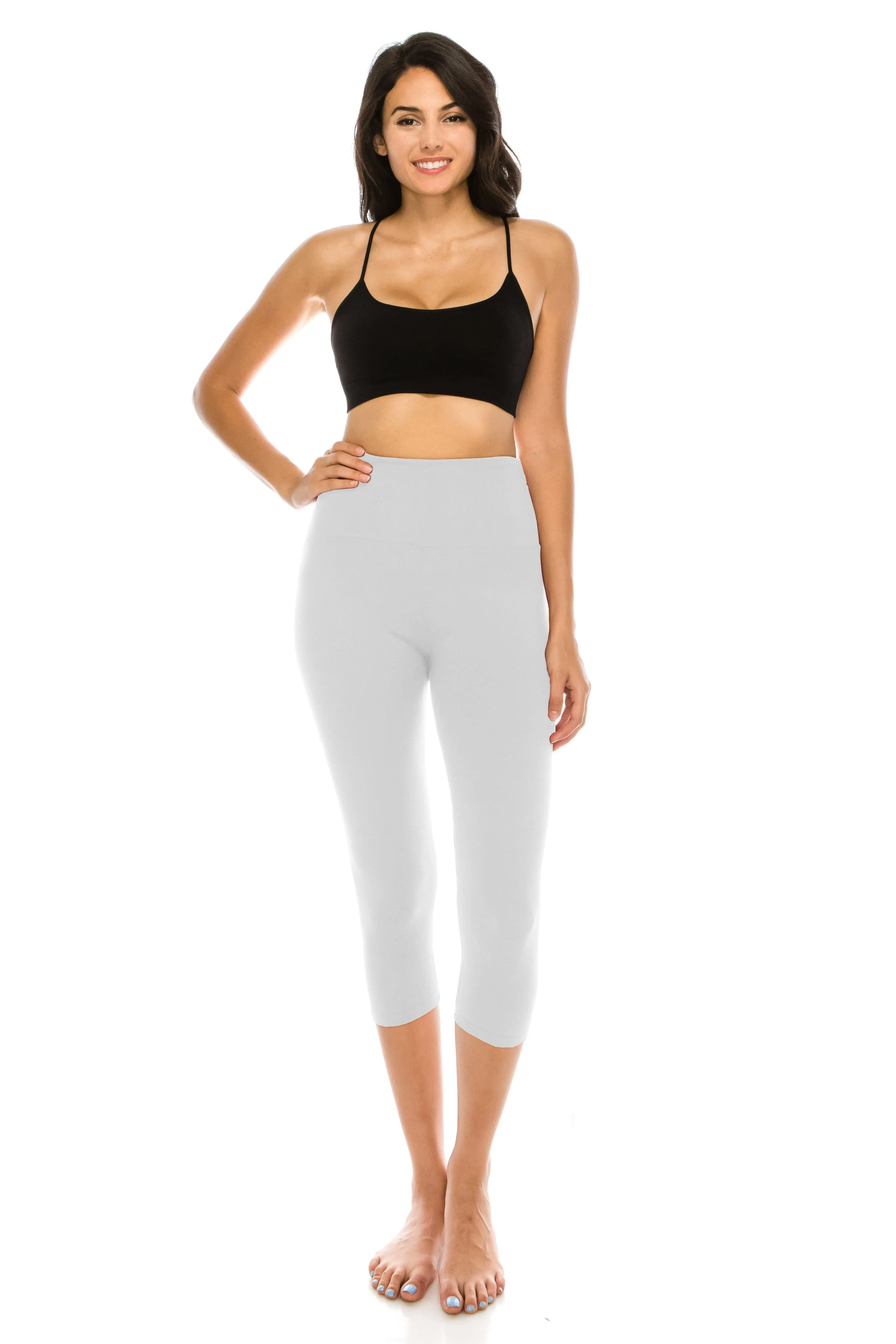 Capri Leggings - Super High Waisted Stretch Solid Workout Leggings