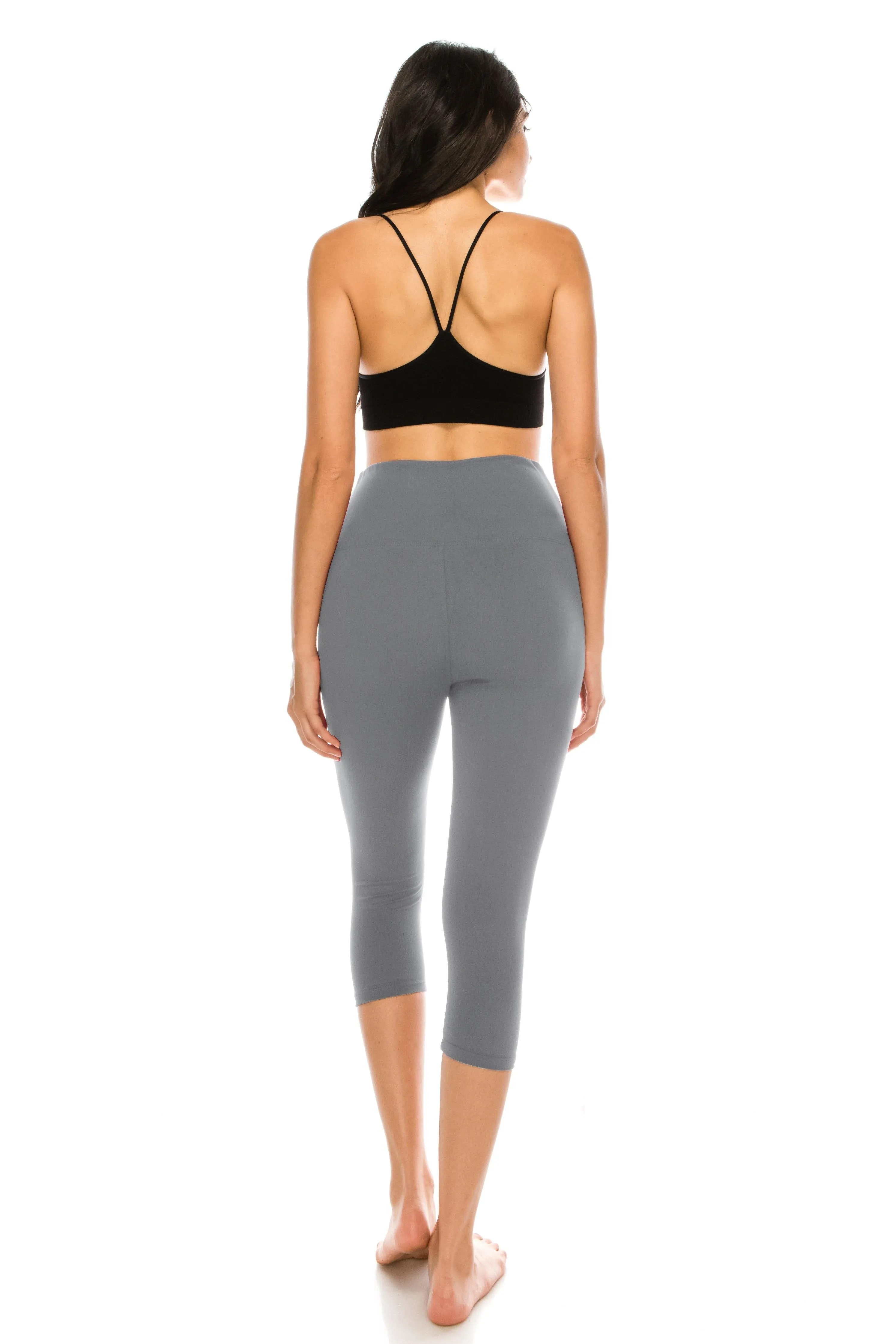 Capri Leggings - Super High Waisted Stretch Solid Workout Leggings