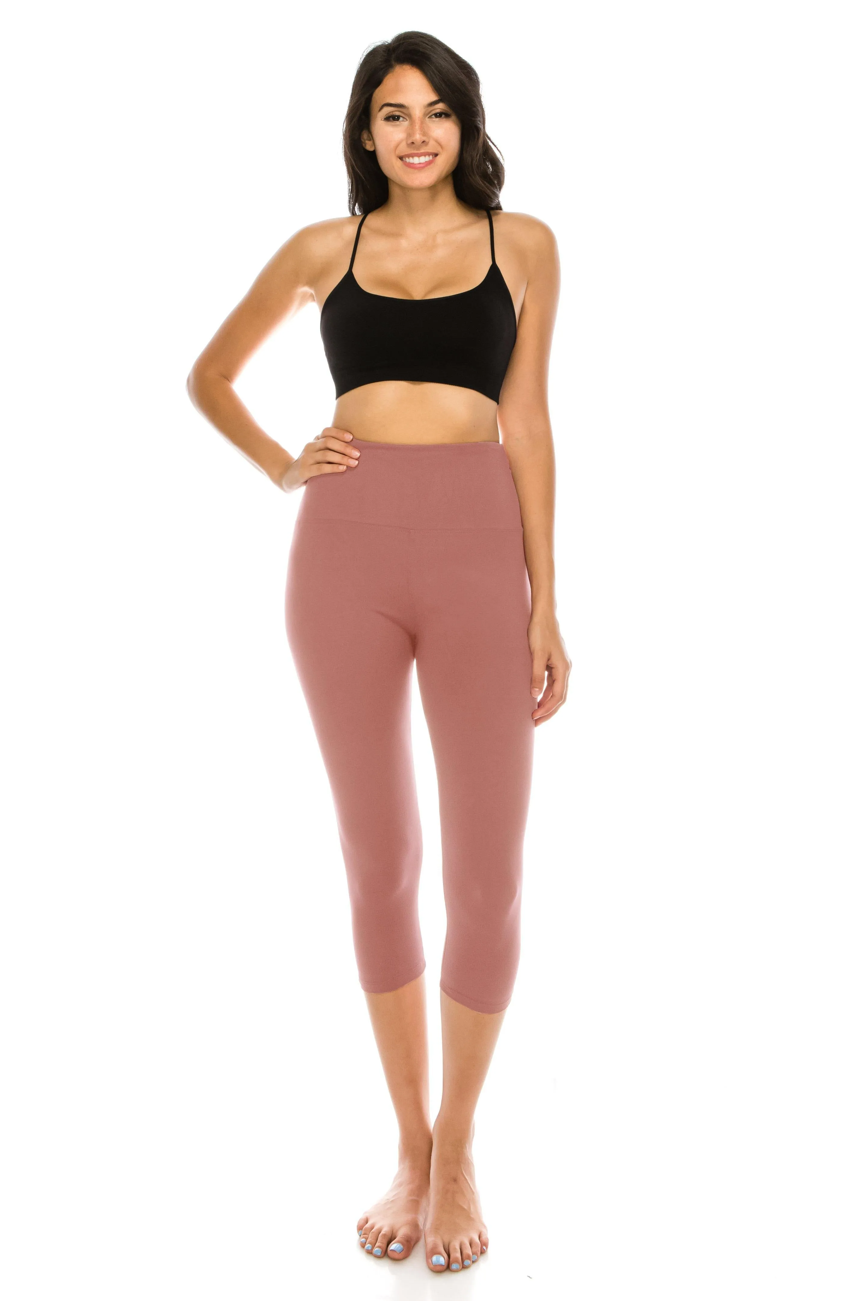 Capri Leggings - Super High Waisted Stretch Solid Workout Leggings