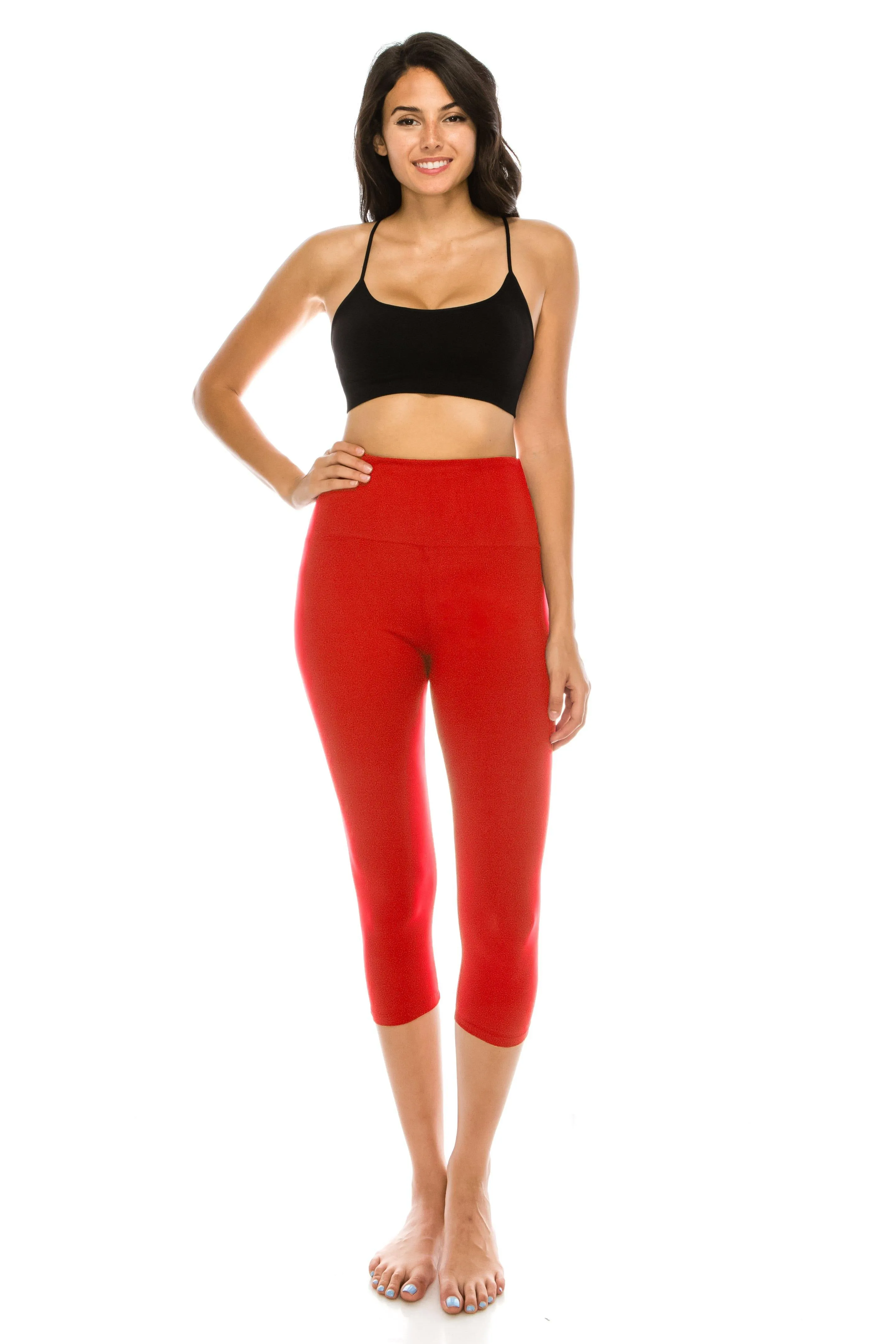 Capri Leggings - Super High Waisted Stretch Solid Workout Leggings