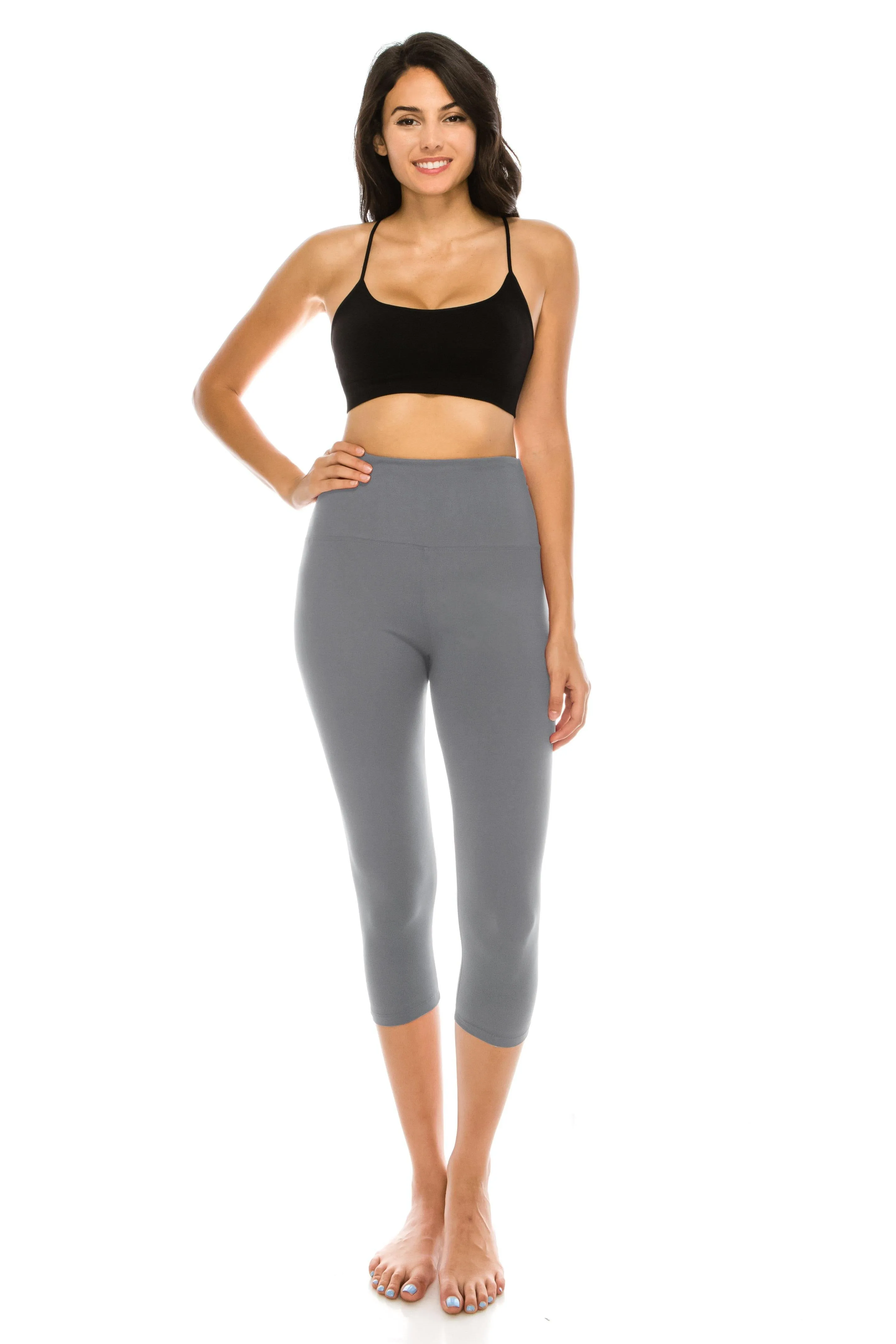 Capri Leggings - Super High Waisted Stretch Solid Workout Leggings