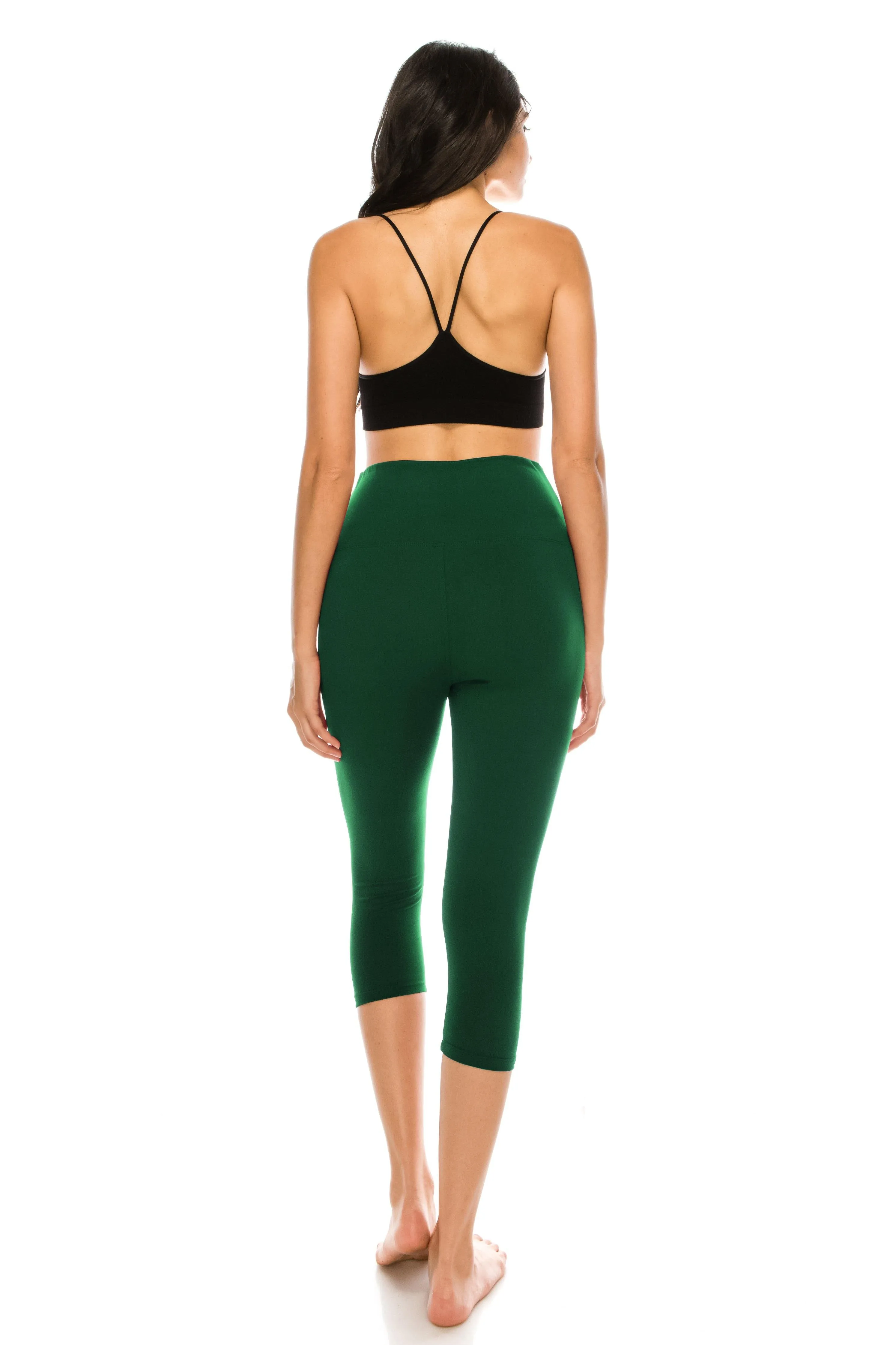 Capri Leggings - Super High Waisted Stretch Solid Workout Leggings