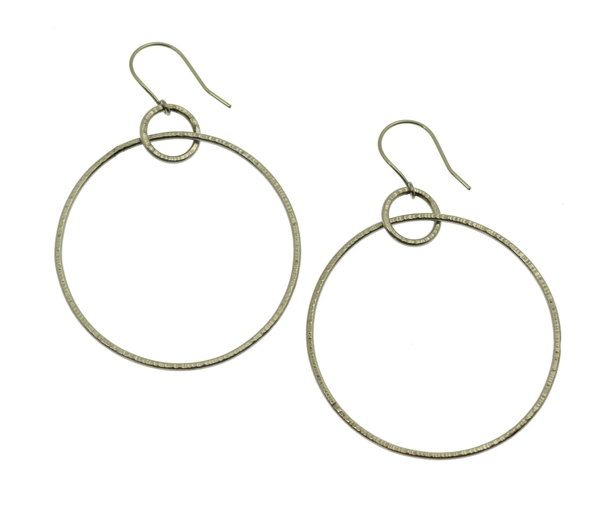 Chased Stainless Steel Hoop Earrings