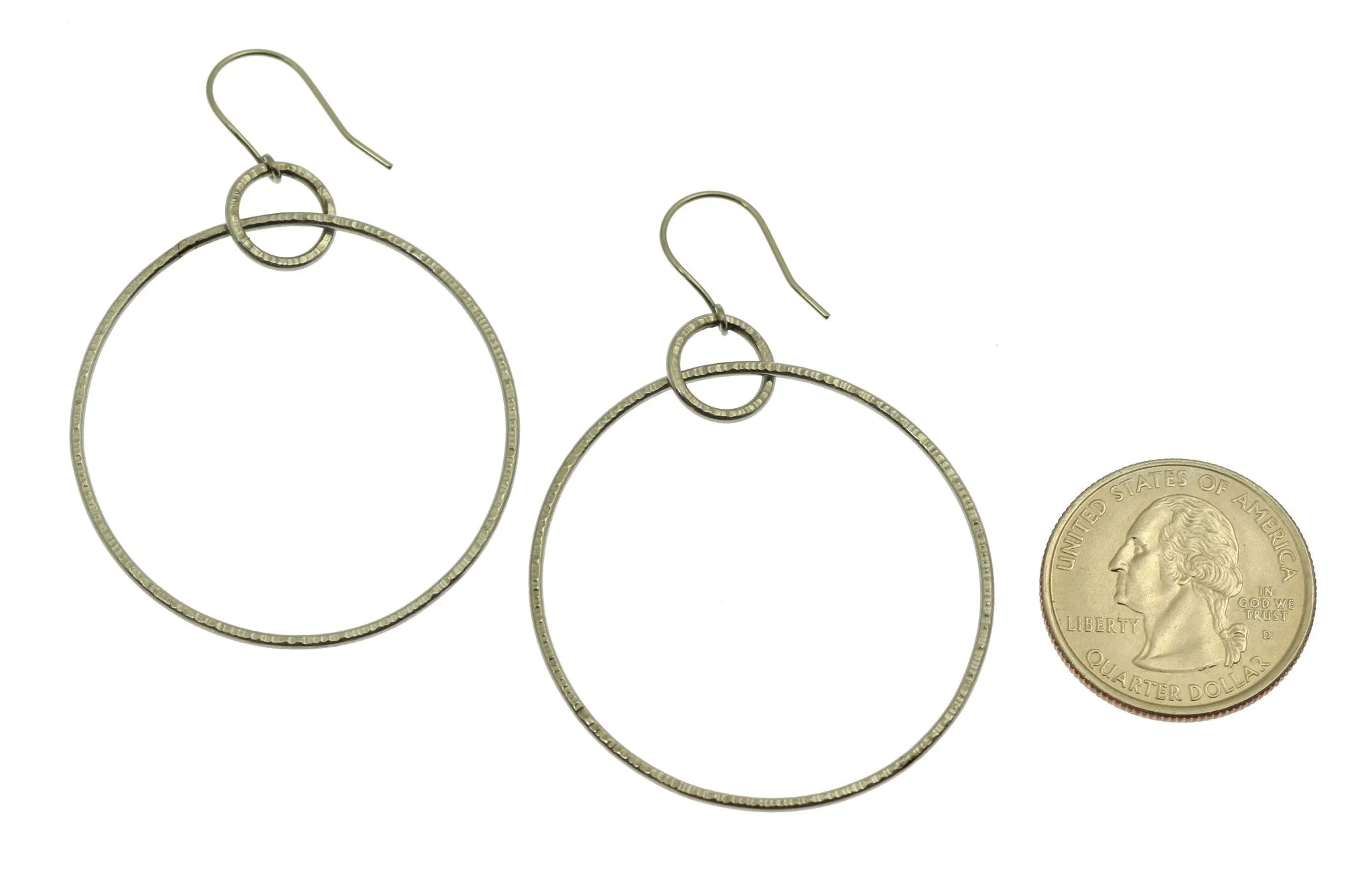 Chased Stainless Steel Hoop Earrings