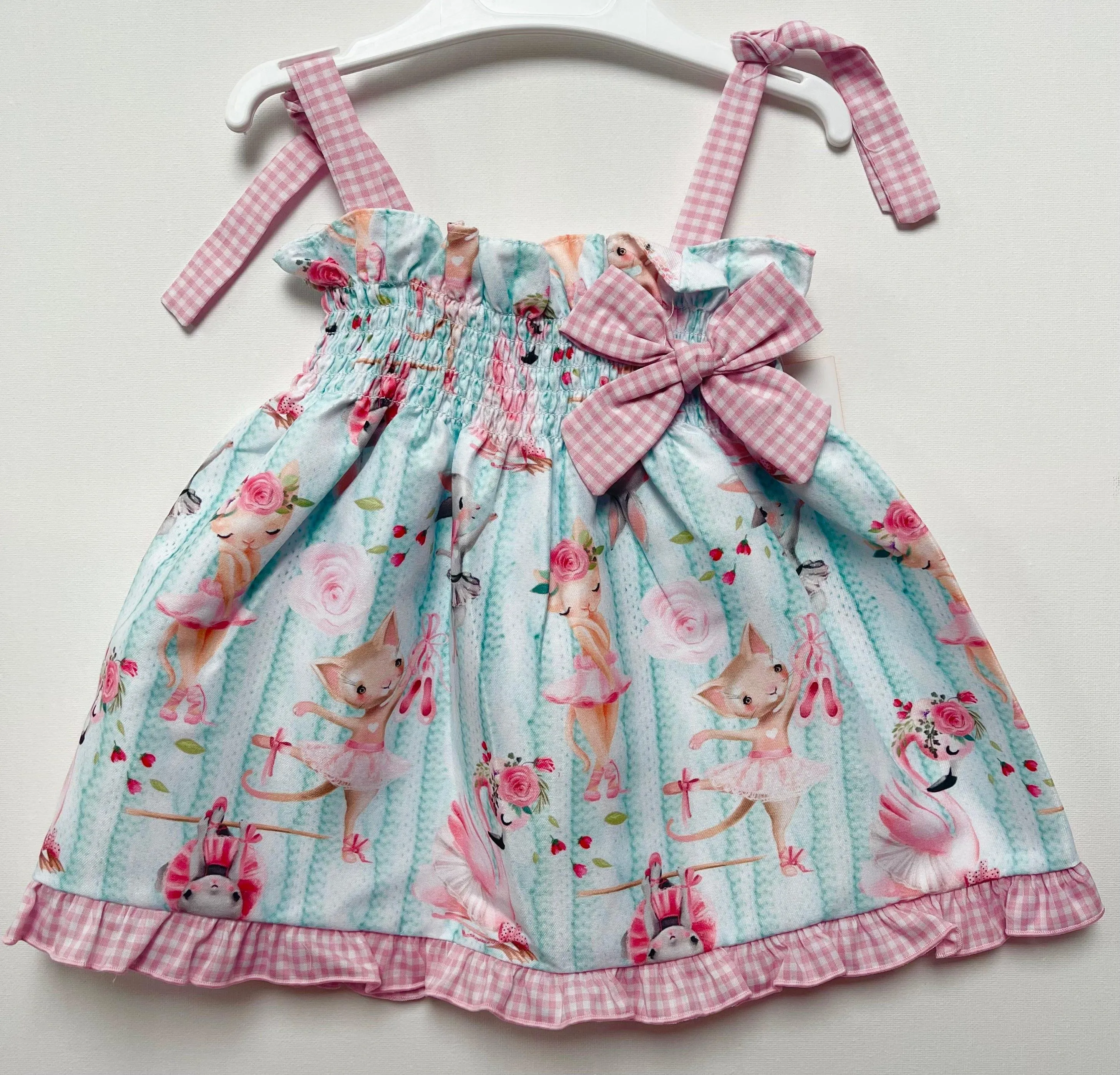 CLEARANCE DEAL - Cuka Summer - Baby Girl's Pink & Blue Animal Print Summer Dress SALE 6m