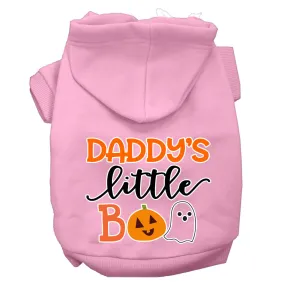 Daddy's Little Boo Screen Print Dog Hoodie Light Pink Xs