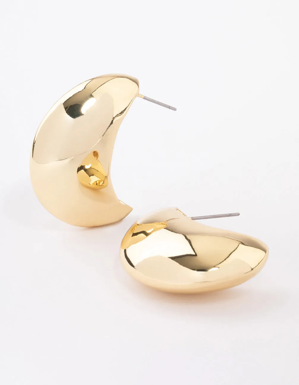 Gold Plated Point Bold Wide Huggie Earrings