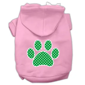 Green Swiss Dot Paw Screen Print Pet Hoodies Light Pink Size Sm (10)