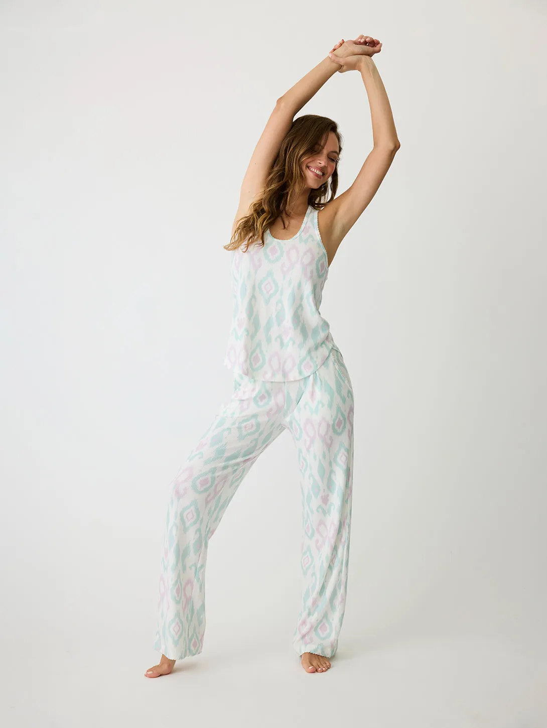 Ikat Watercolour Pant - Seafoam