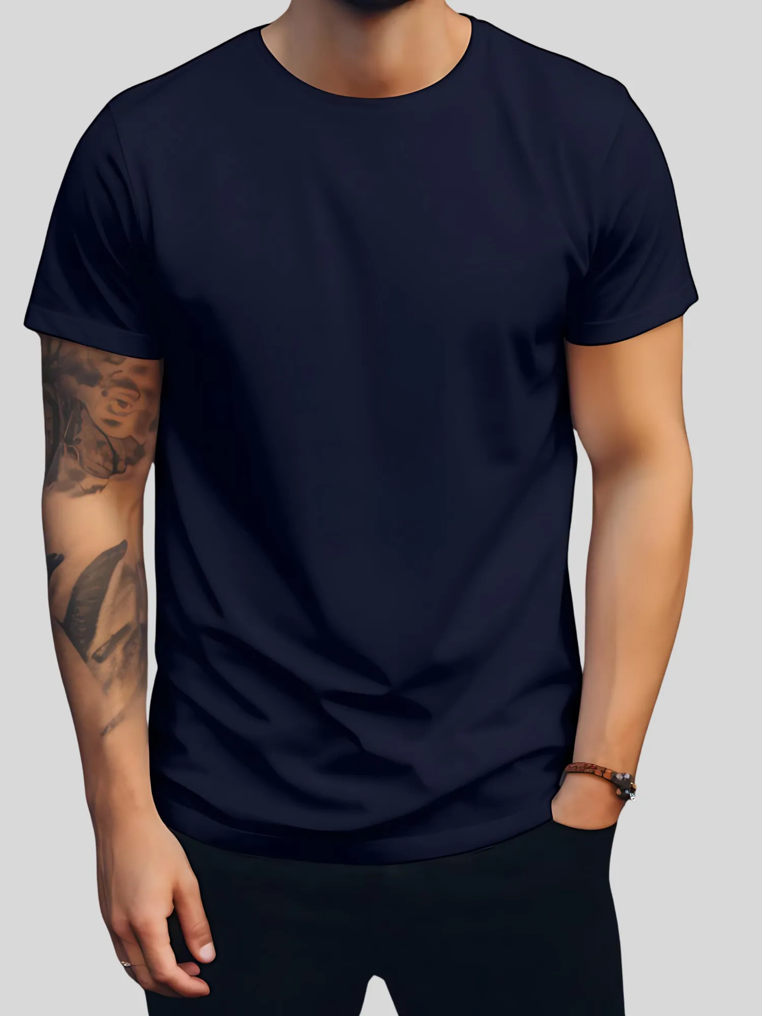 Navy Blue Round Neck T-shirts