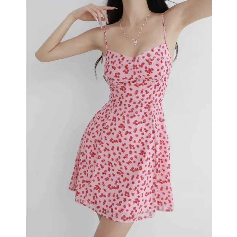 New Summer Style Beach Casual Sexy Short Suspender Women Fashion Floral Backless Dress Dress