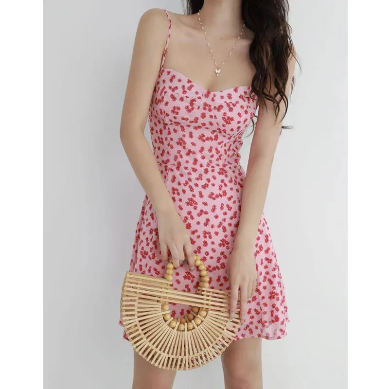 New Summer Style Beach Casual Sexy Short Suspender Women Fashion Floral Backless Dress Dress