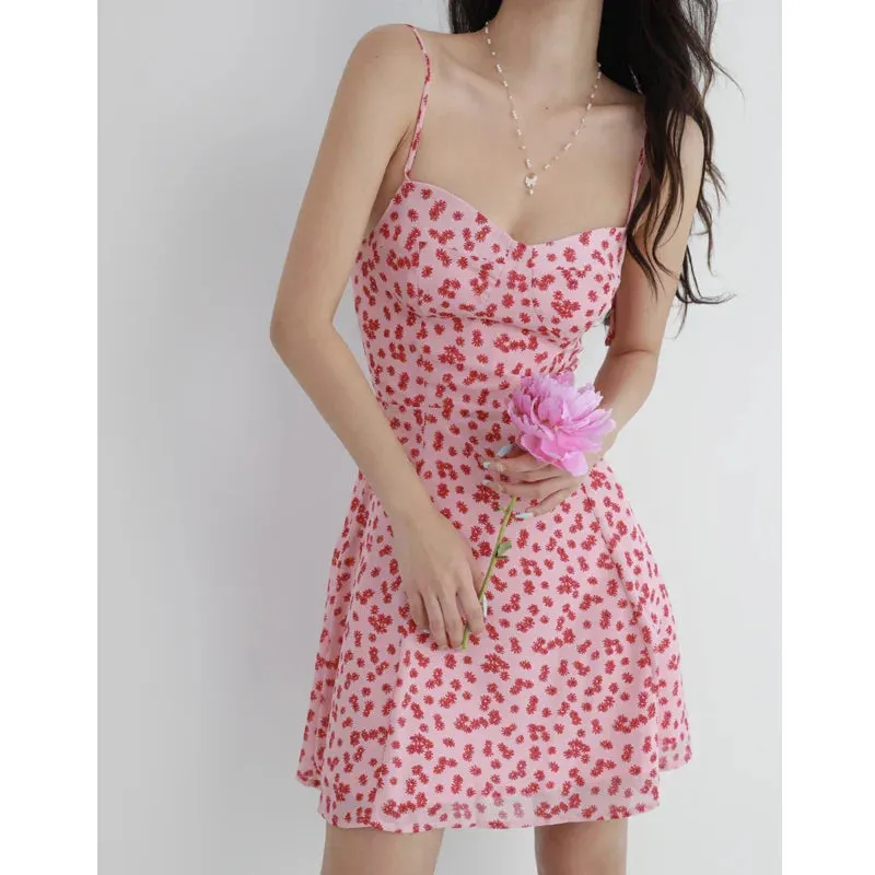 New Summer Style Beach Casual Sexy Short Suspender Women Fashion Floral Backless Dress Dress