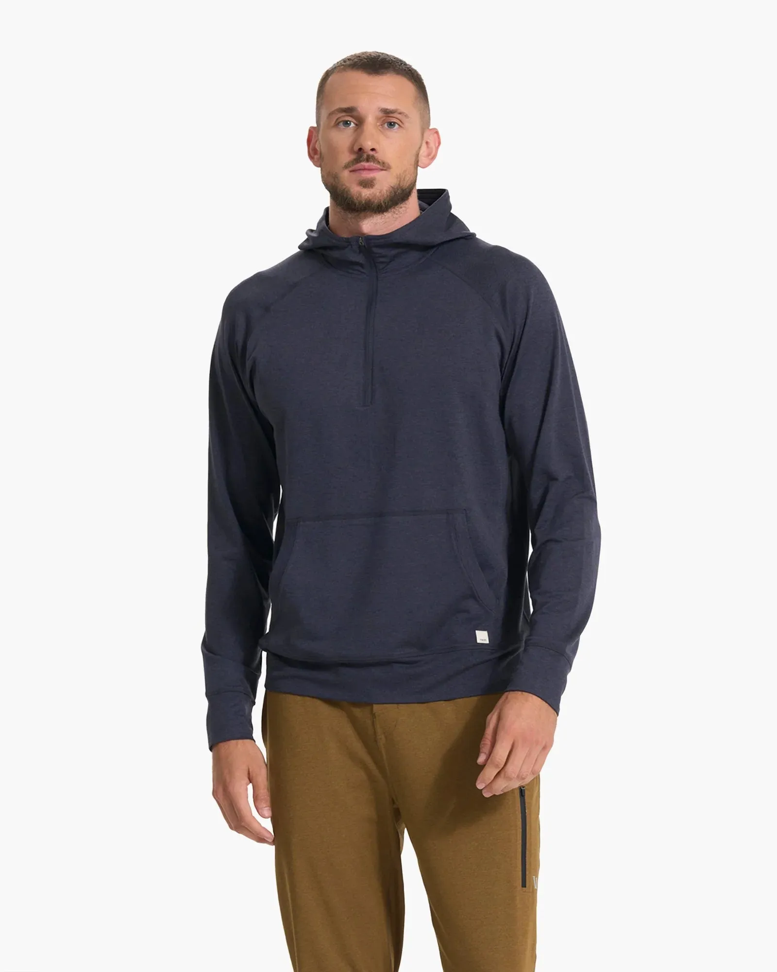 Vuori Midnight Navy Blue Heather 1/2 Zip Ponto Performance Hoodie